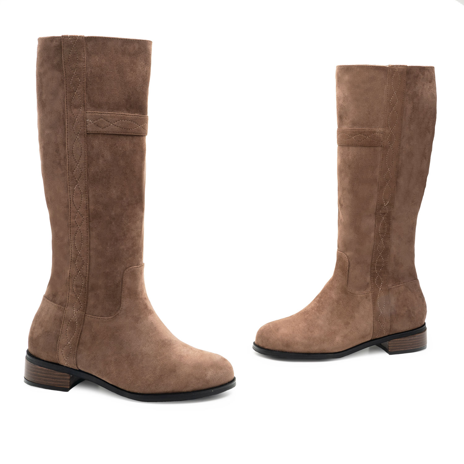 Riding Boots in Taupe Suedette 