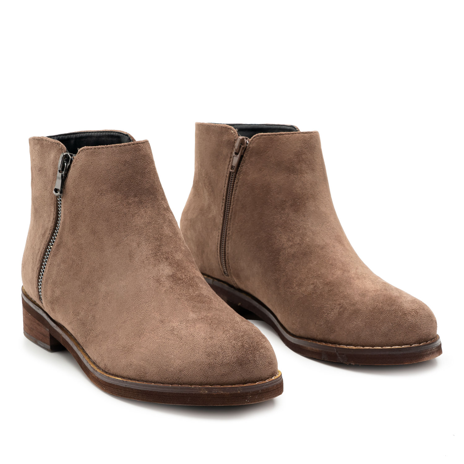 Ankle Booties in Taupe Suedette 