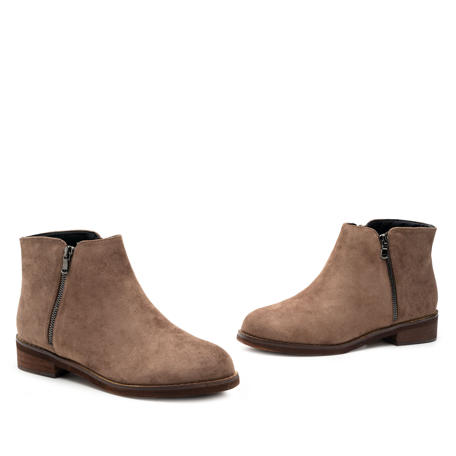 Ankle Booties in Taupe Suedette 