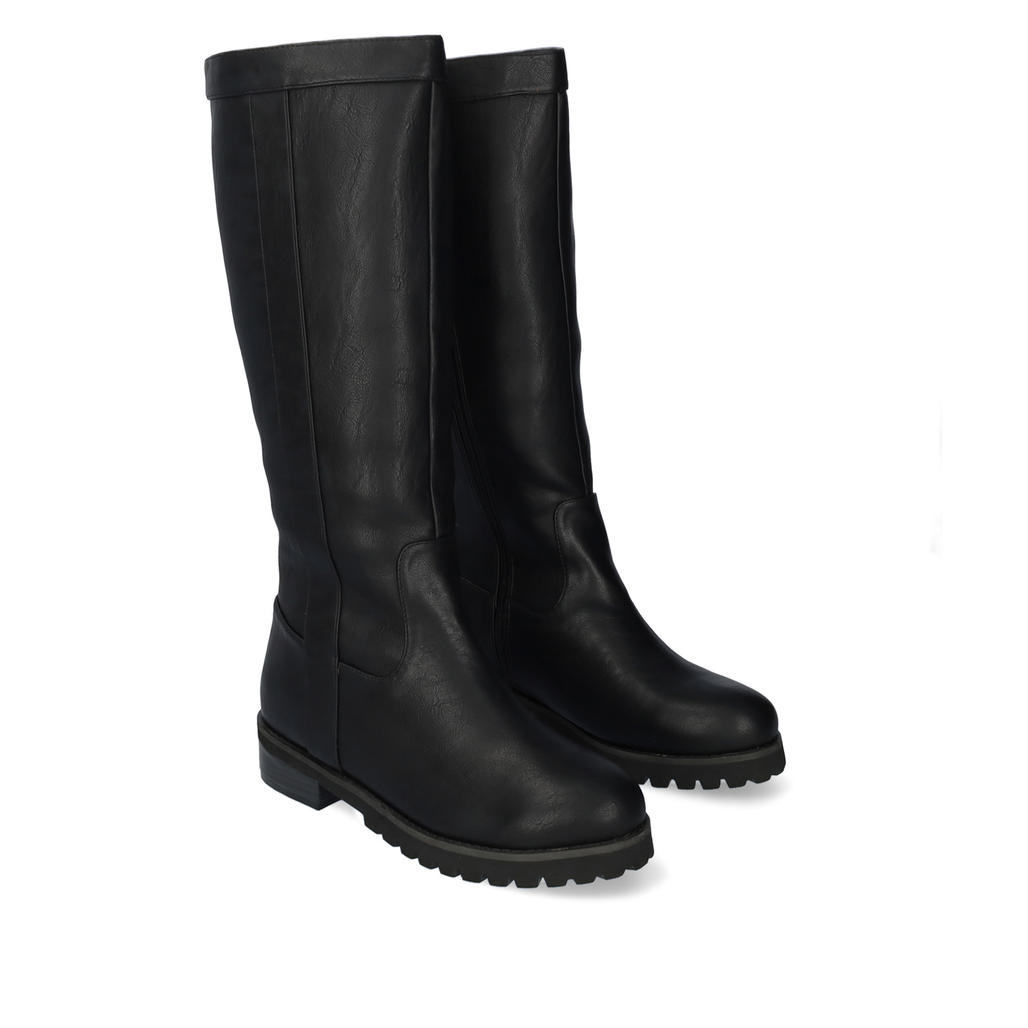 Mid-calf boots in black faux leather 
