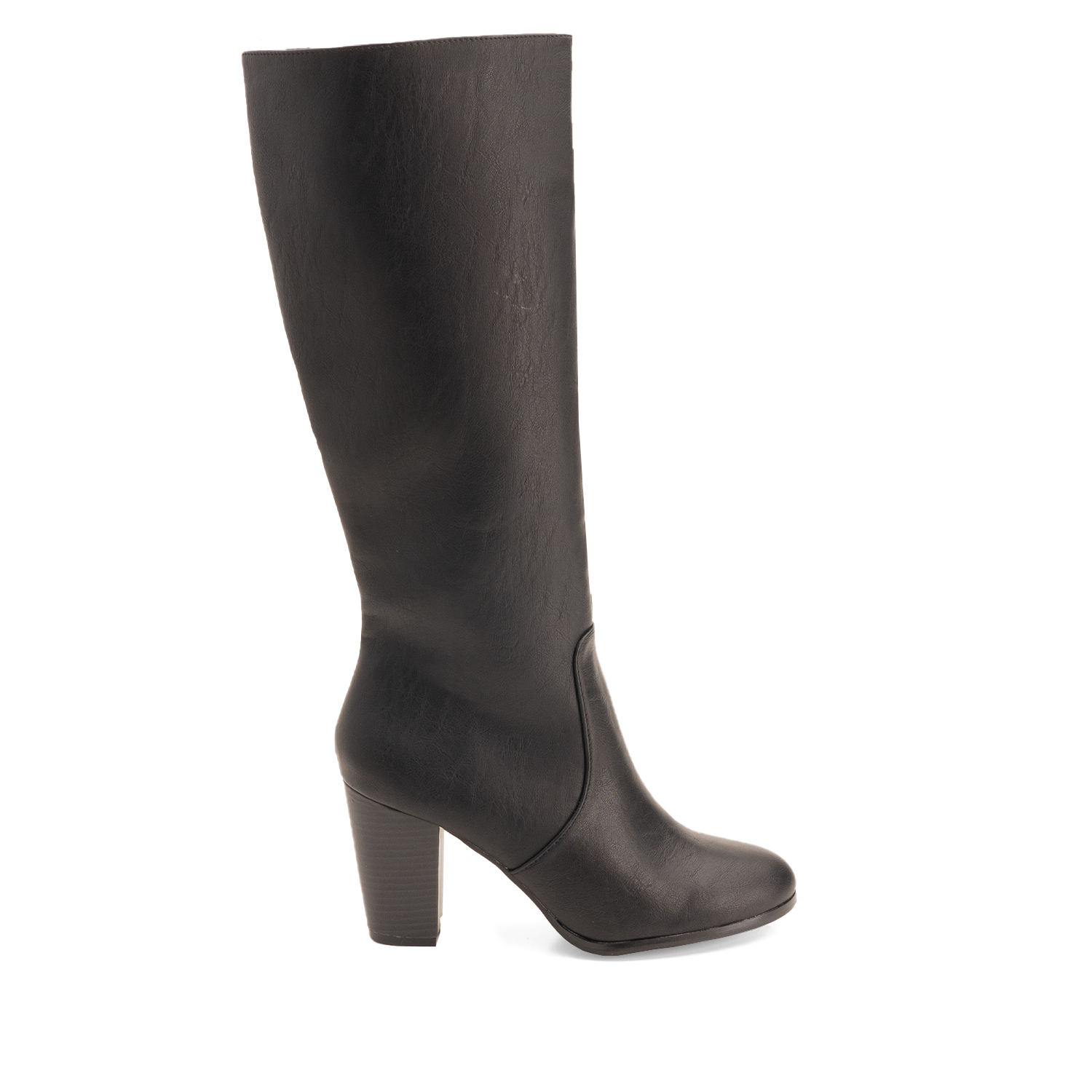 Heled mid-calf boots in black faux leather - Women, Boots, Women ...