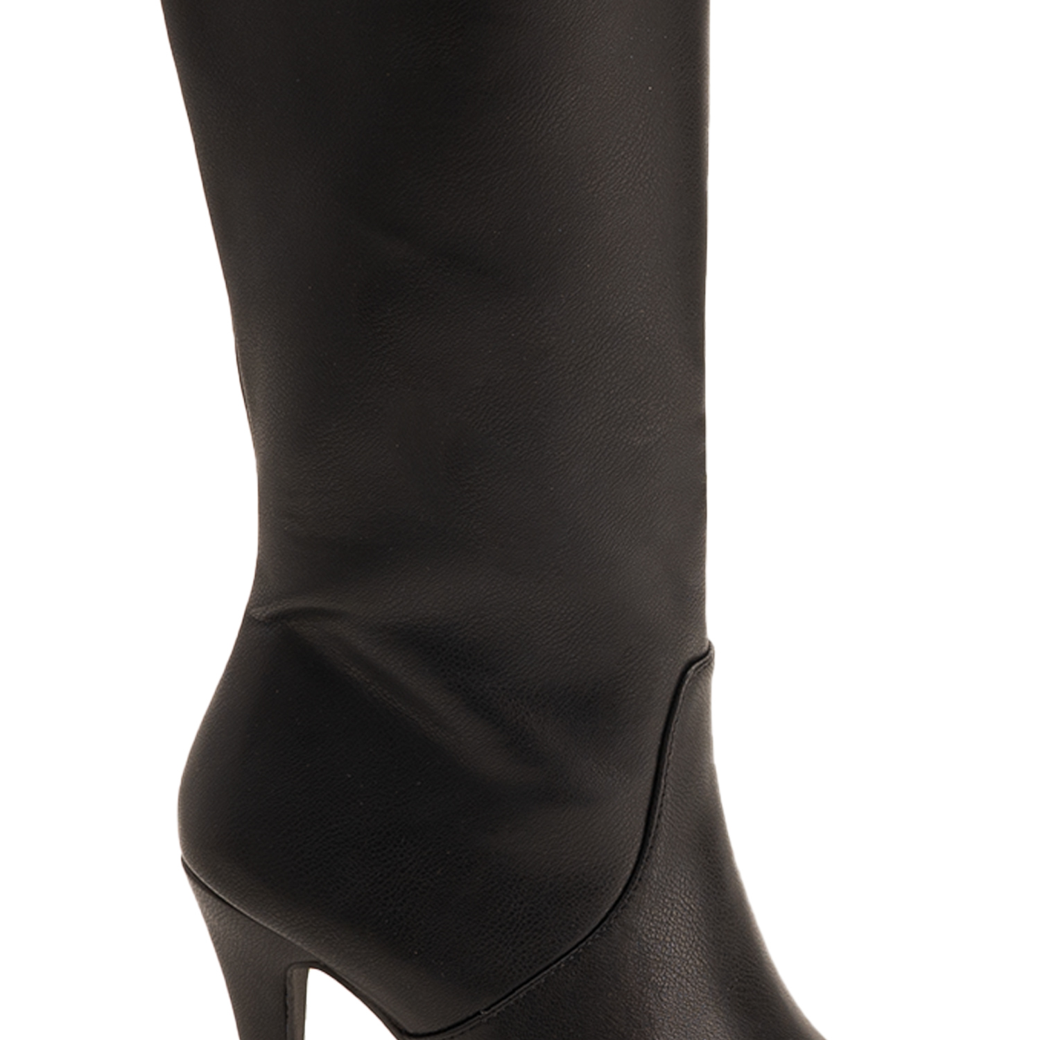 Heeled boots in black faux leather 