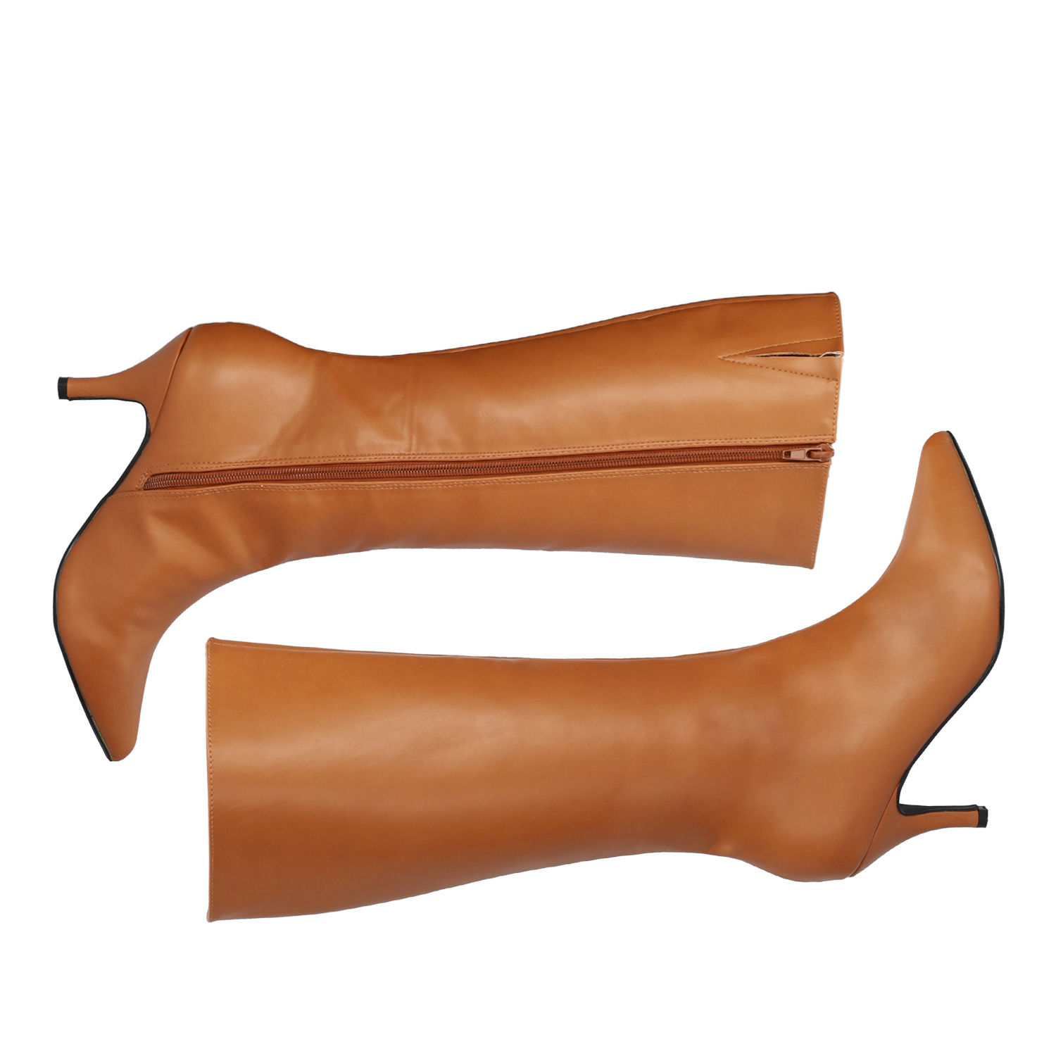 Smooth camel colored faux leather boots 