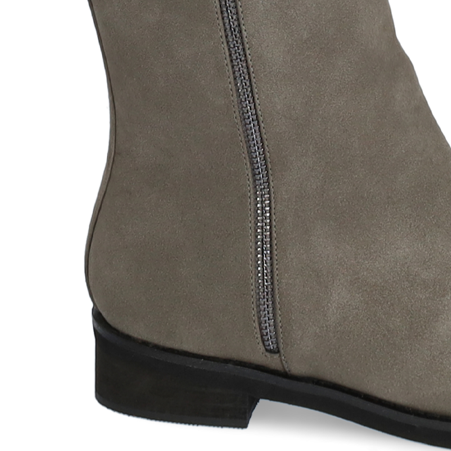 High-top booties in grey camel faux split leather 