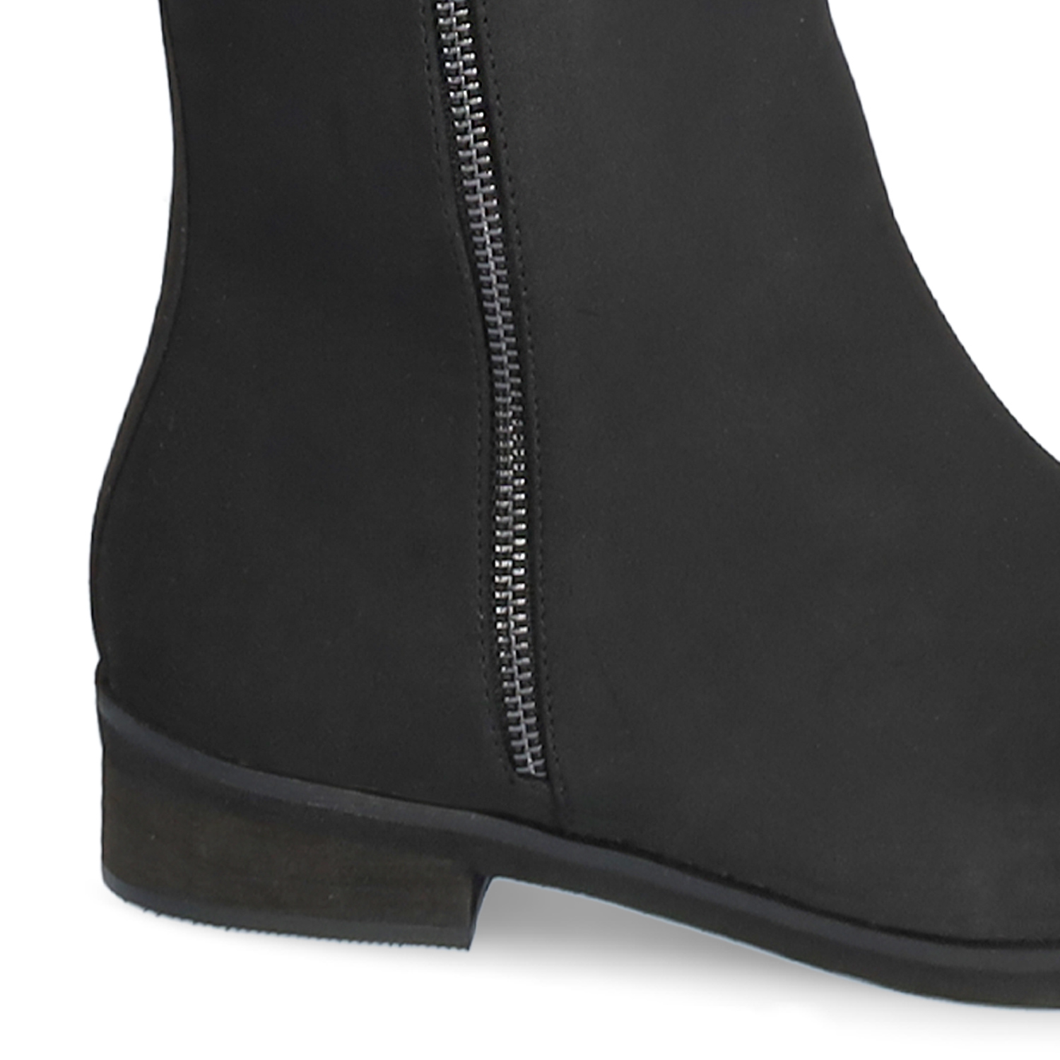 High-top booties in black faux split leather 
