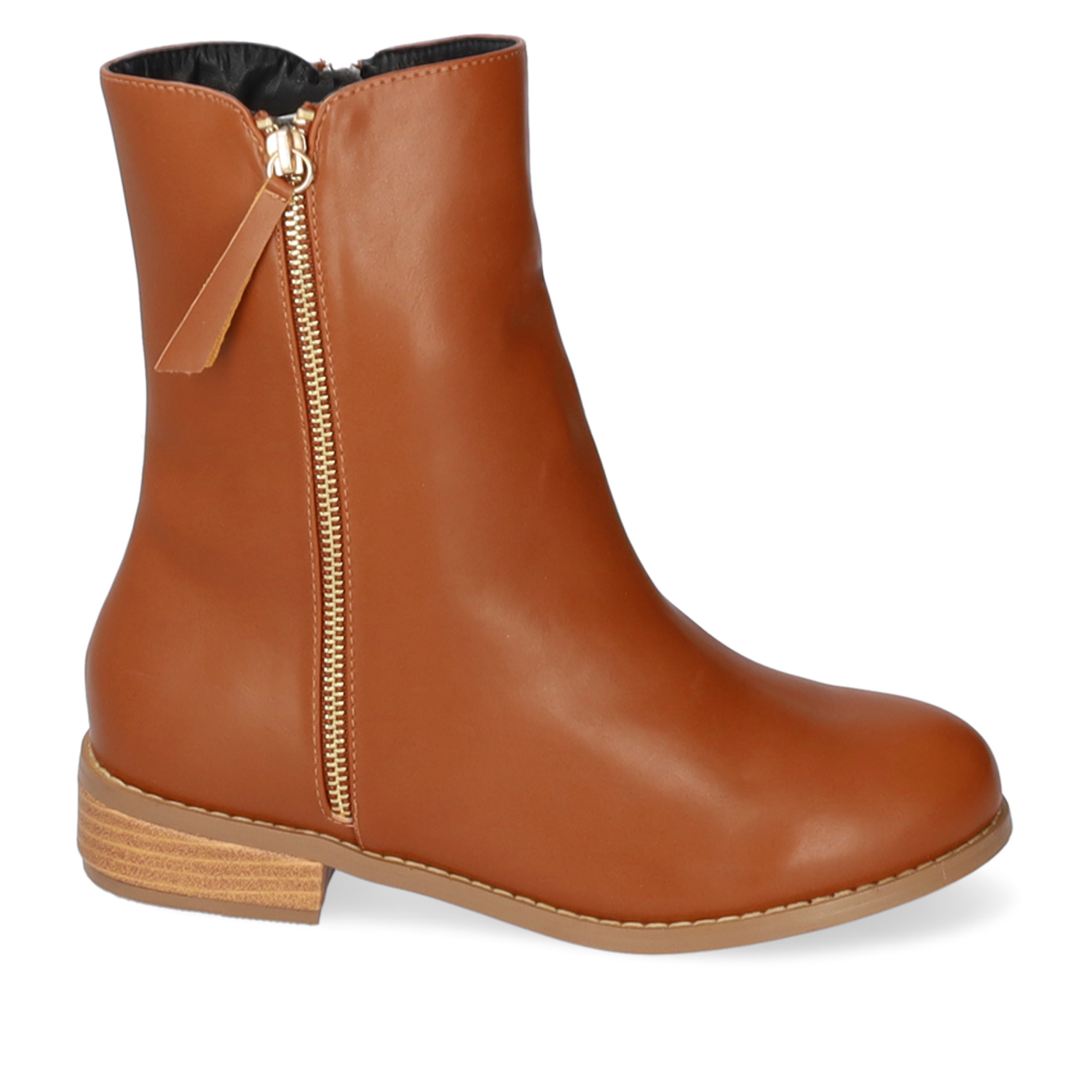 High-top booties in camel faux leather 