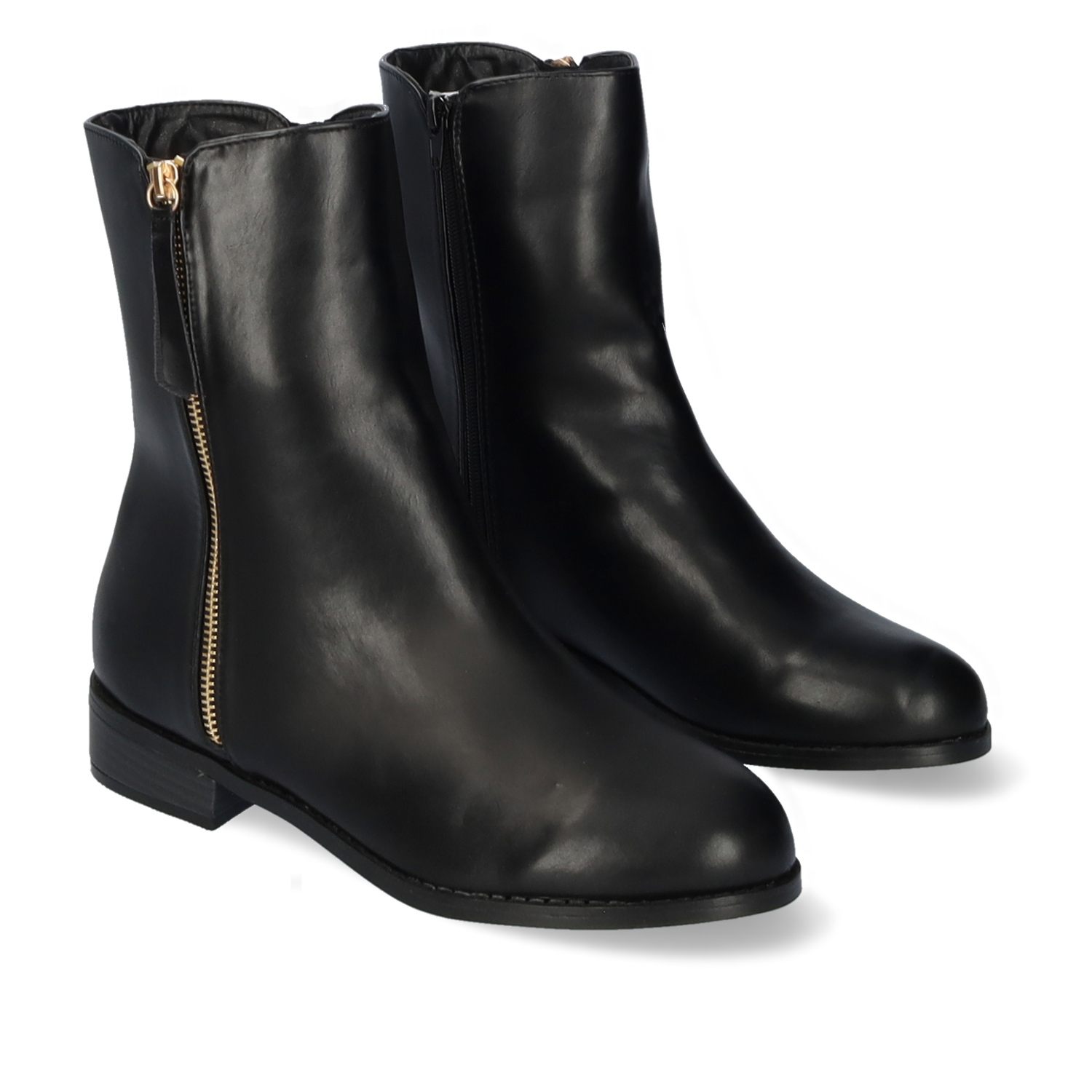 High-top booties in black faux leather 
