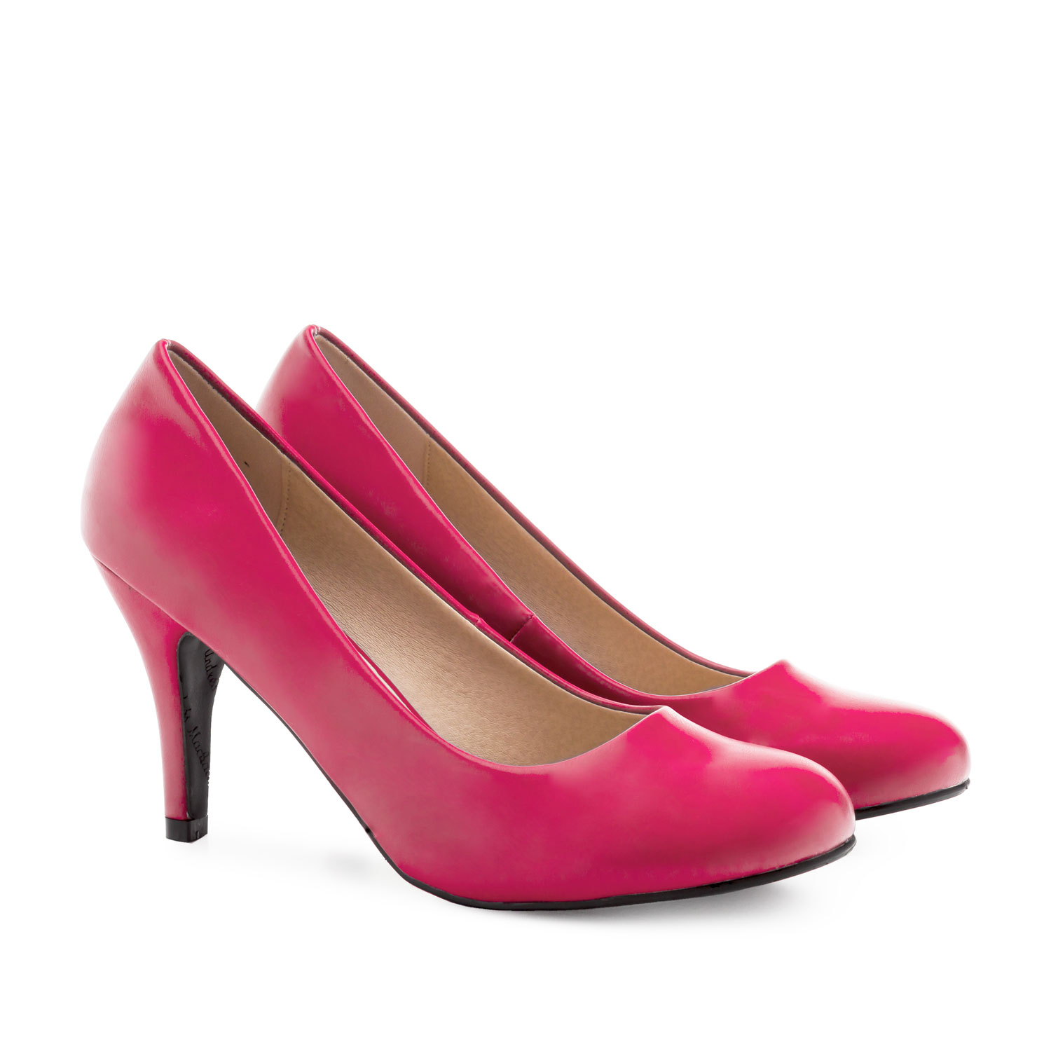 Retro in Fuchsia faux Soft-Leather - Large Sizes, Petite Heeled Shoes, WOMEN,