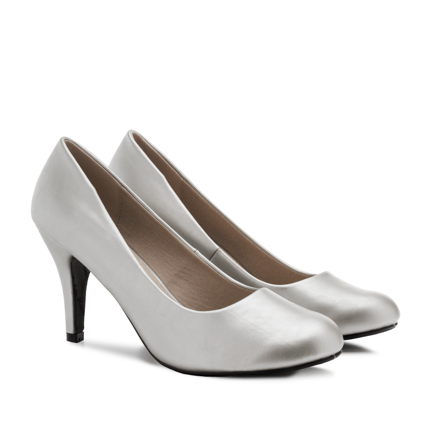 Retro Pumps in Silver faux Soft-Leather 