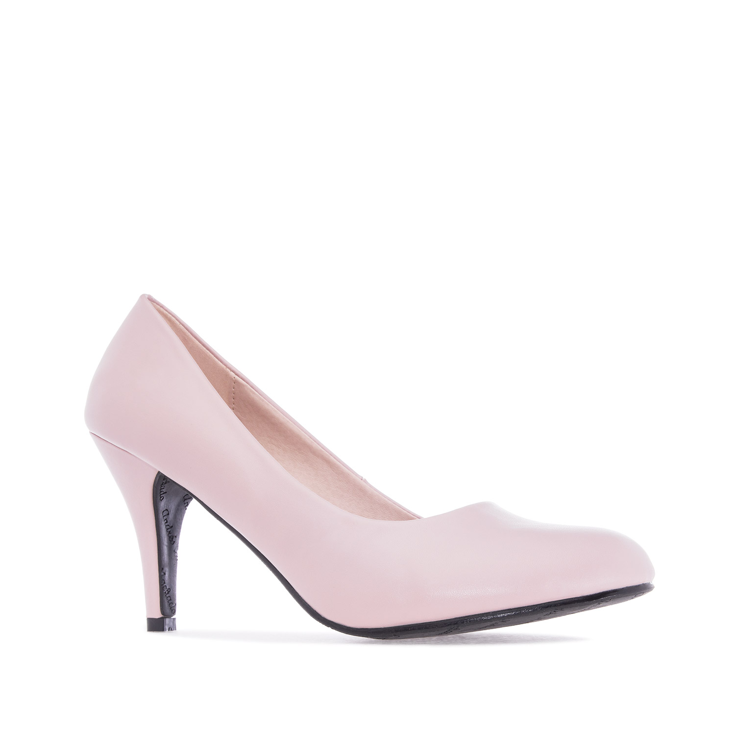 Retro High Heel Pumps in Pink faux Leather 