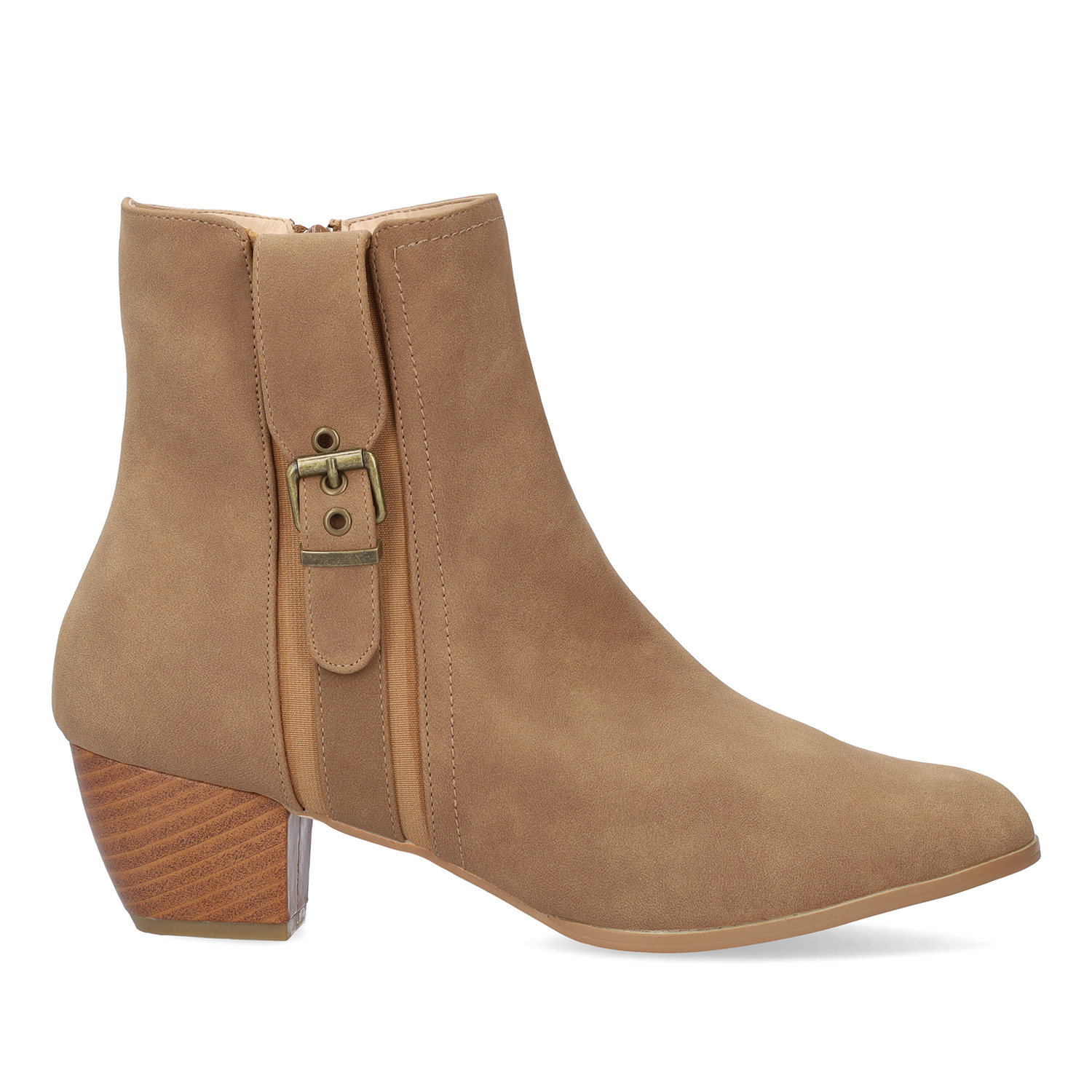 Ankle boots in faux brown nubuck. 