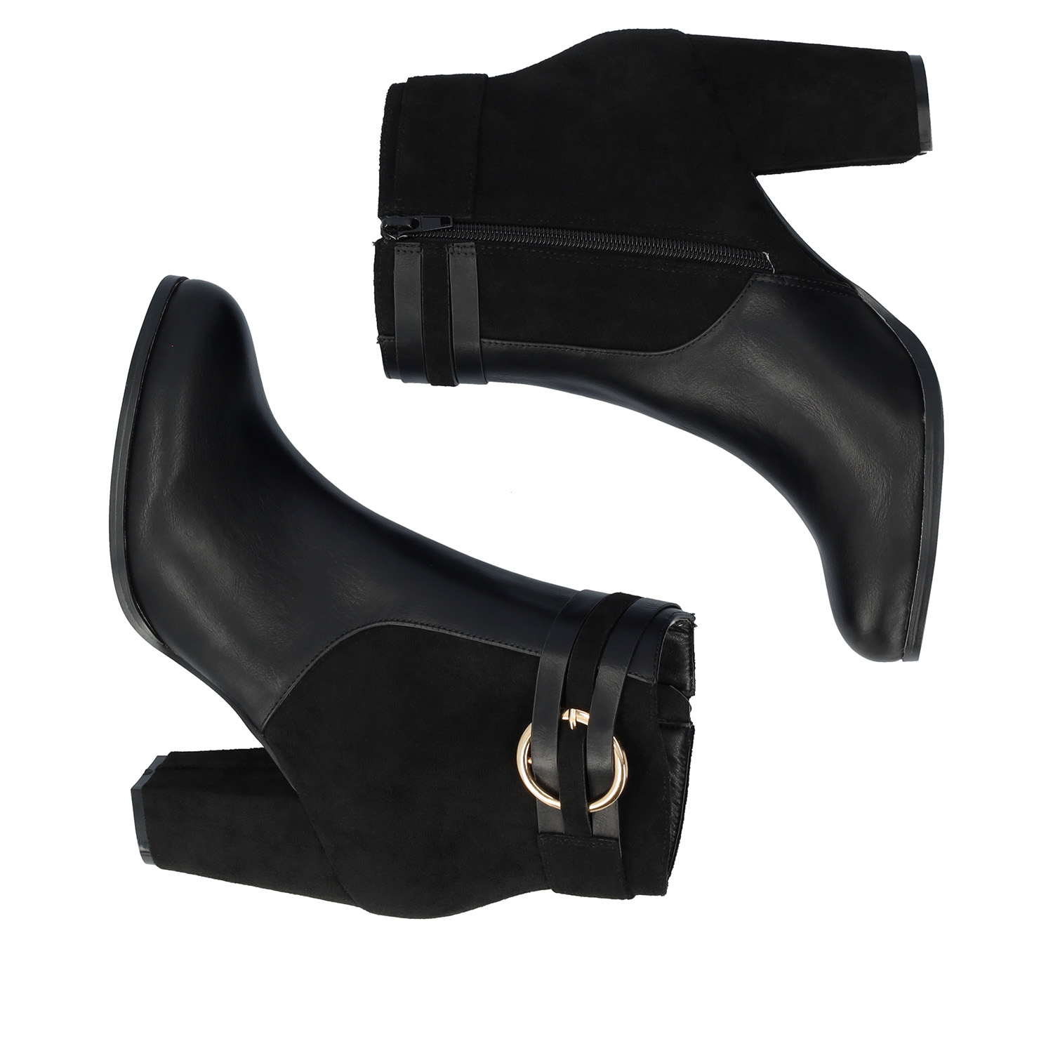 High heeled combined black colour bootie. 