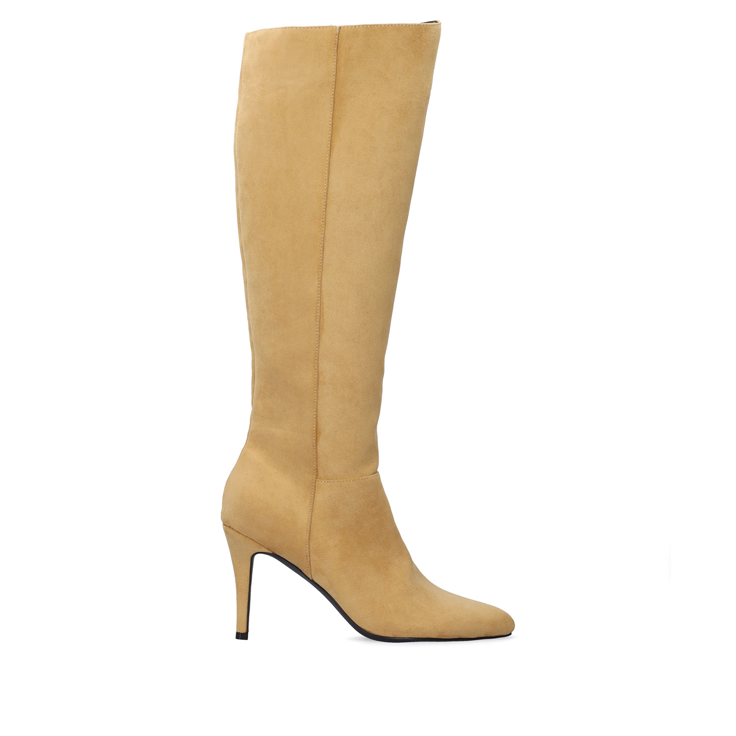 High-Calf boots in beige faux suede 