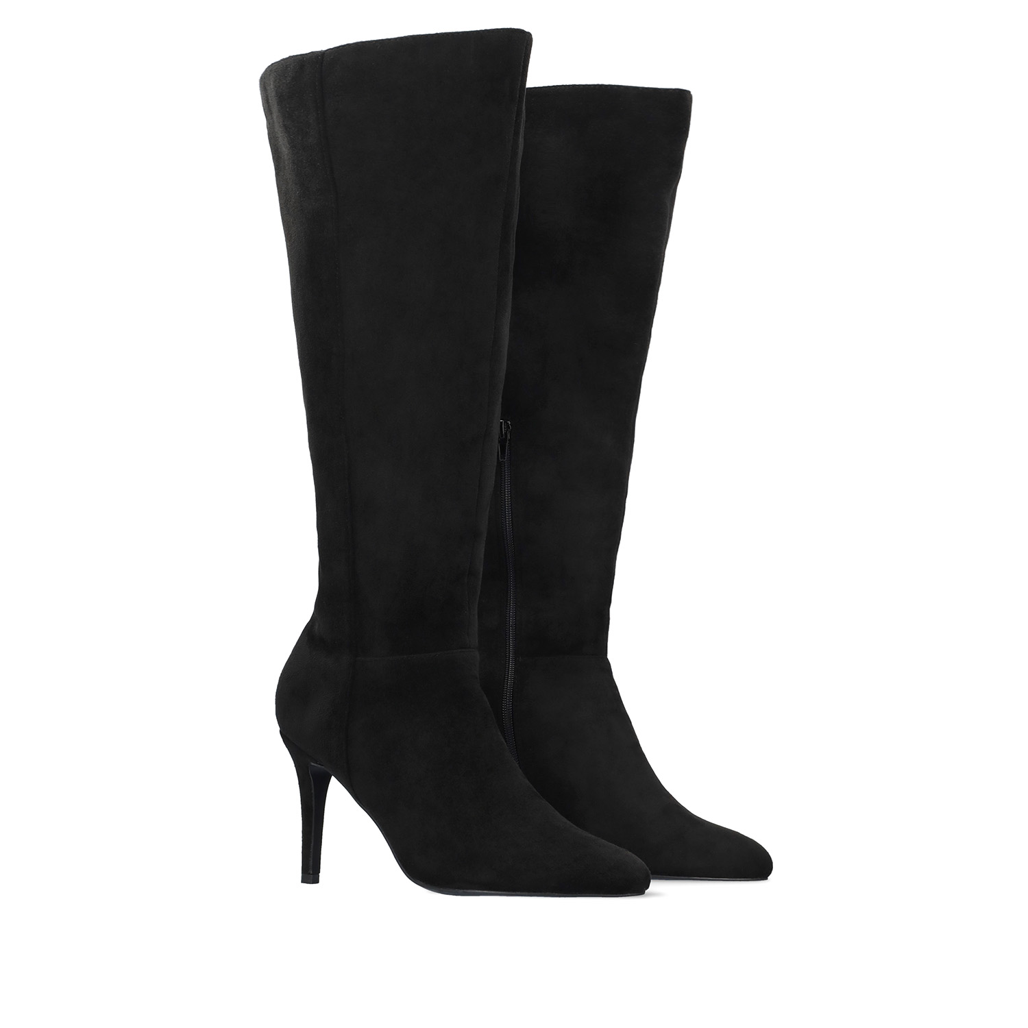 High-Calf boots in black faux suede 