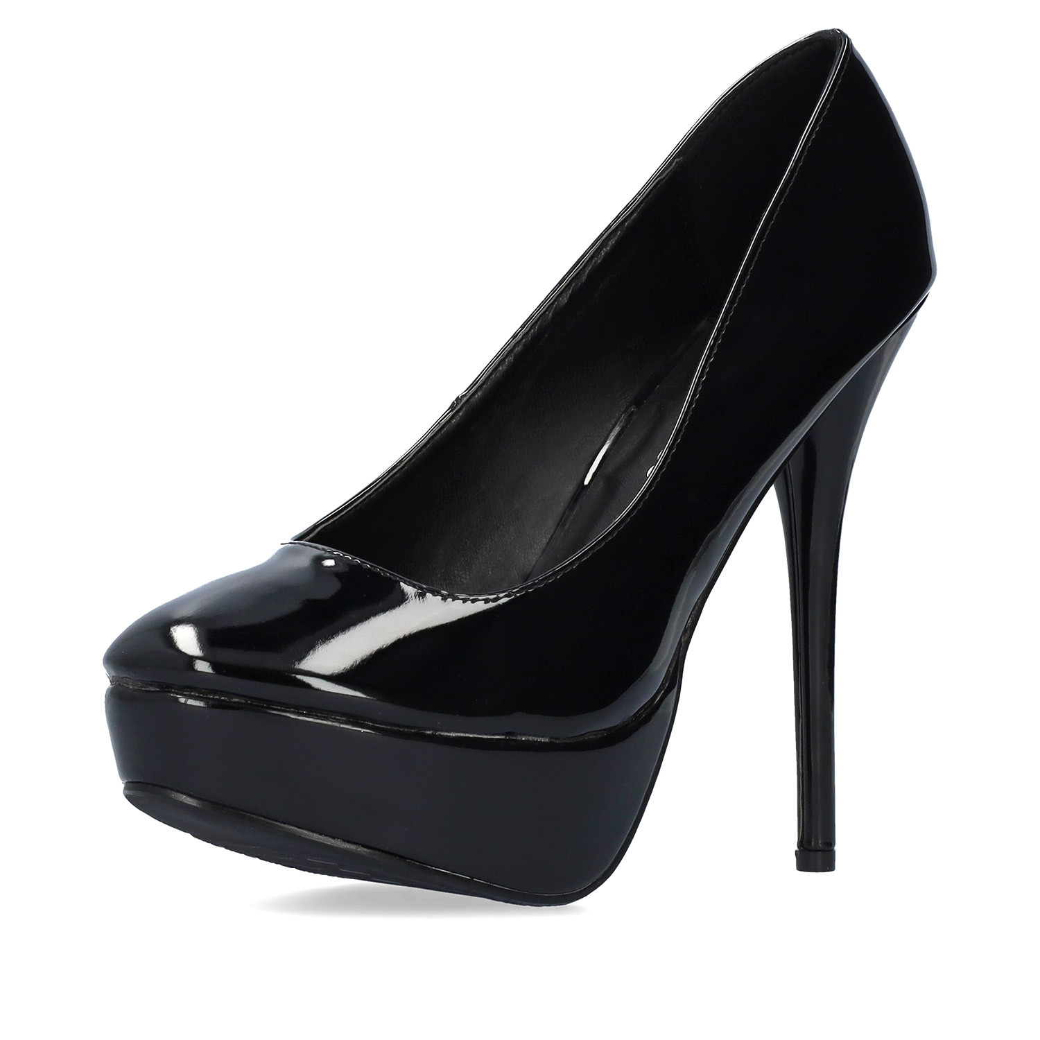 Black Patent Platform Pumps with Stiletto Heel