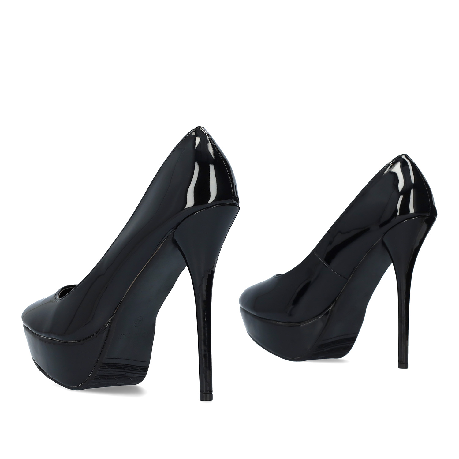 Schwarze Lack High heels. 14 cm Absatz 