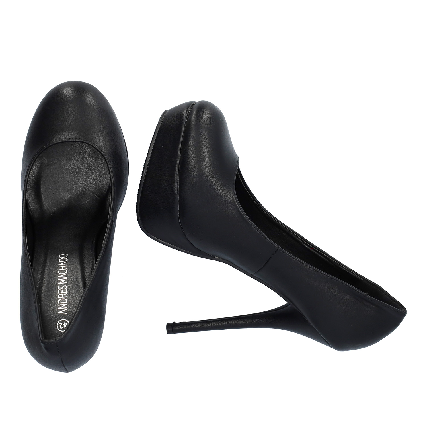 Schwarze Lederimitat High heels. 14 cm Absatz 