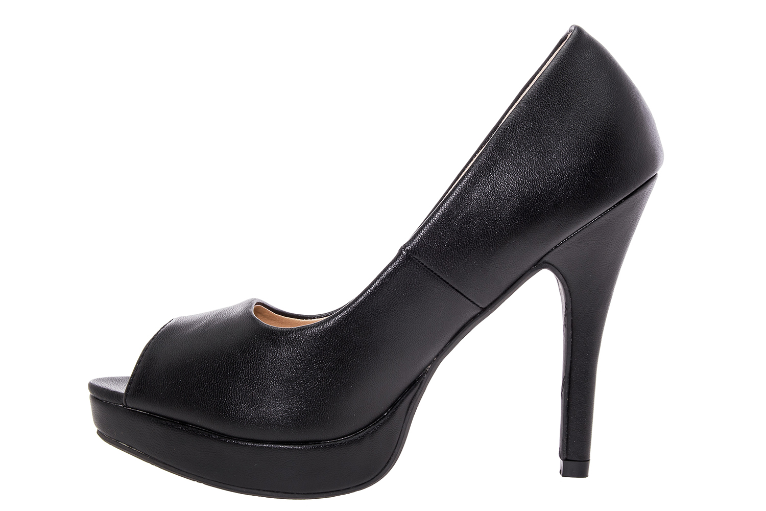 Black faux Leather Peep Toe Platform Shoes - Women, Large Sizes, Women ...