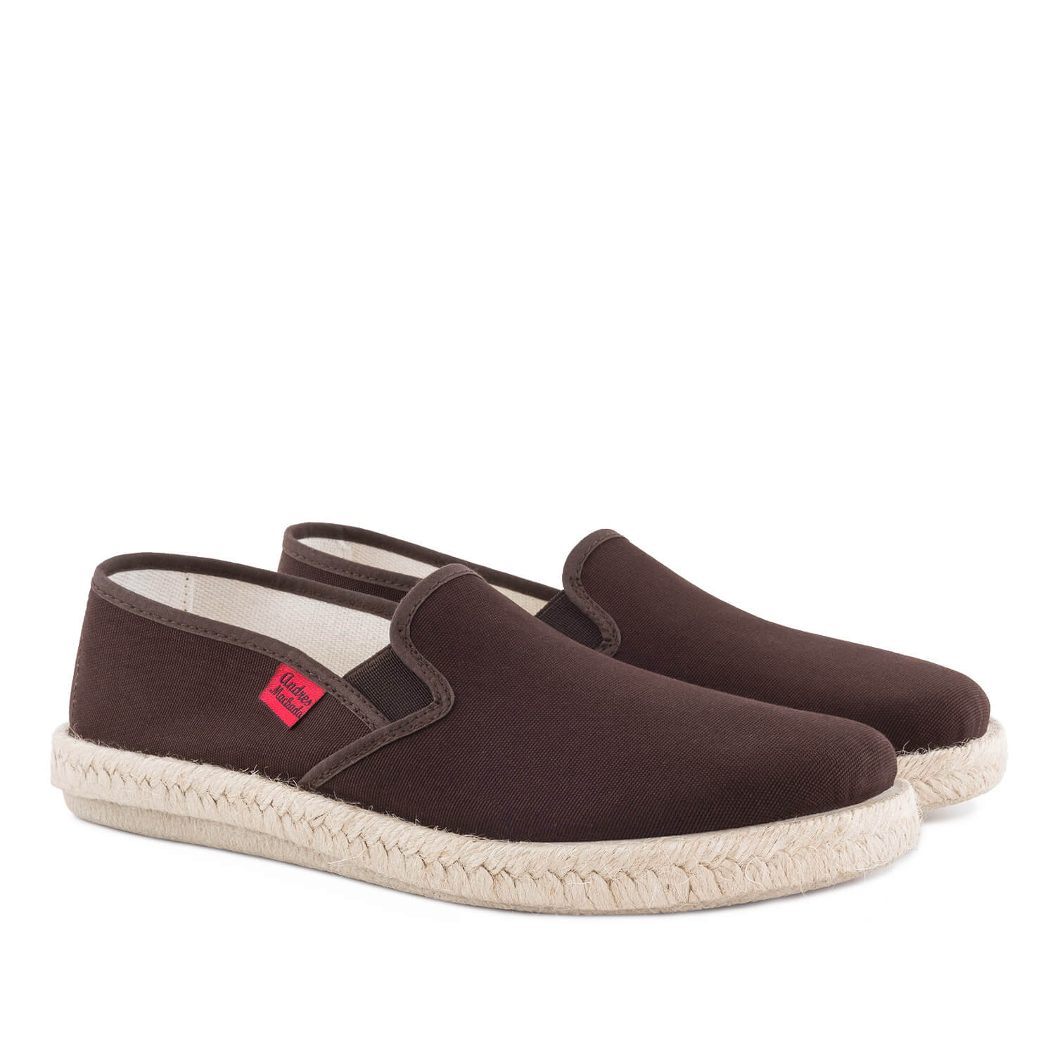 Mythical Brown Canvas Slip-On Shoes with Rubber and Jute Sole 