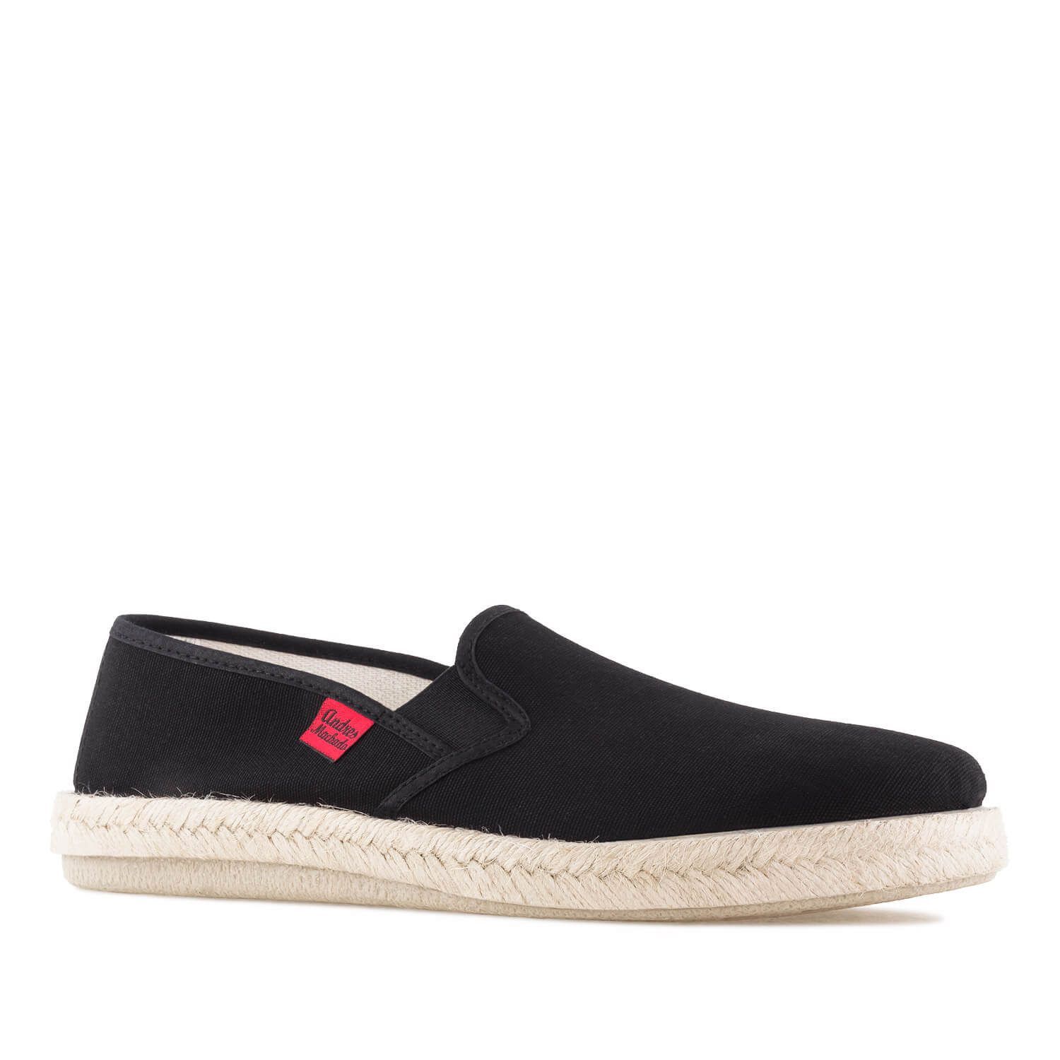 Mythical Black Canvas Slip-On Shoes with Rubber and Jute Sole 