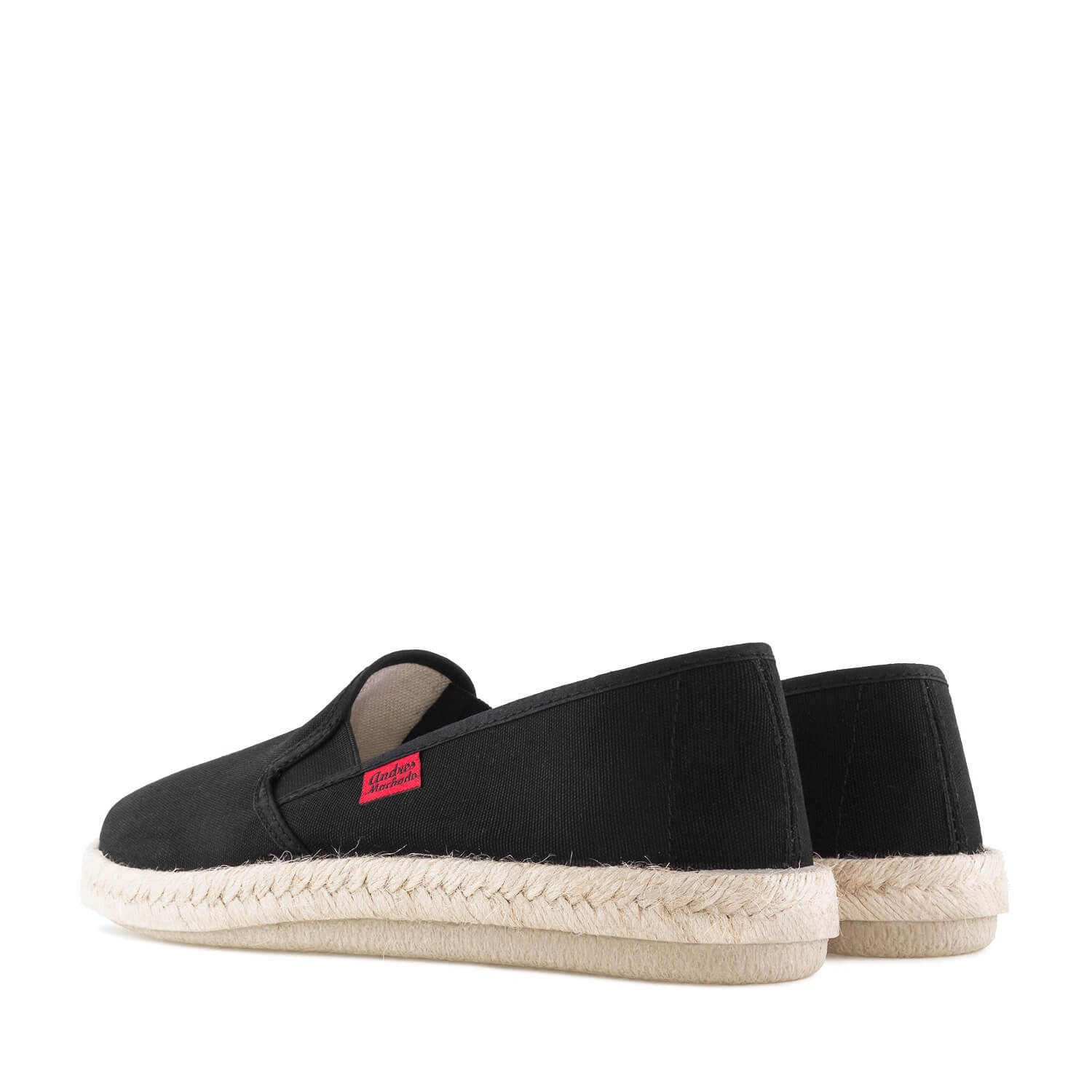 Mythical Black Canvas Slip-On Shoes with Rubber and Jute Sole 