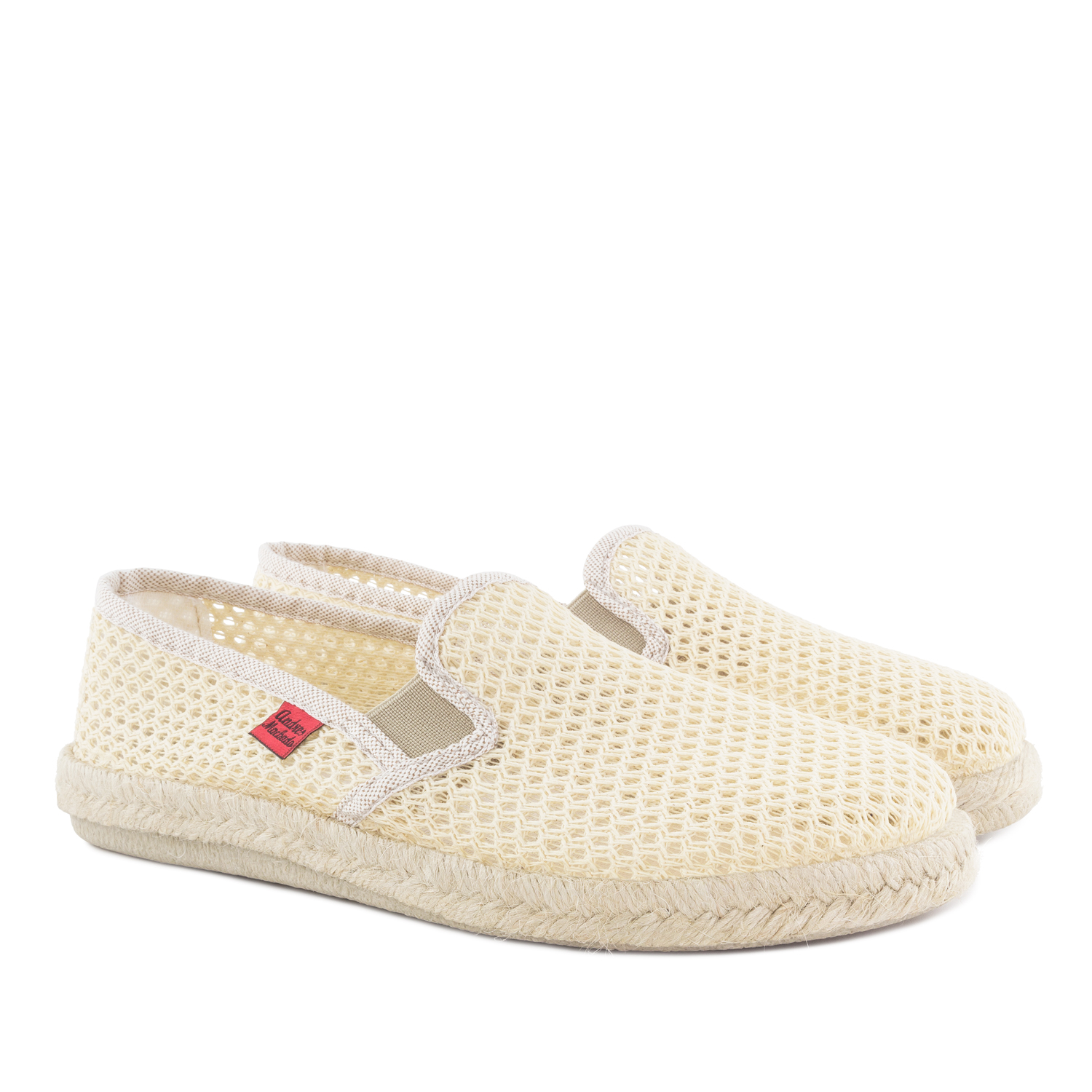 Mythical Beige Mesh Slip-On Shoes with Rubber and Jute Sole 