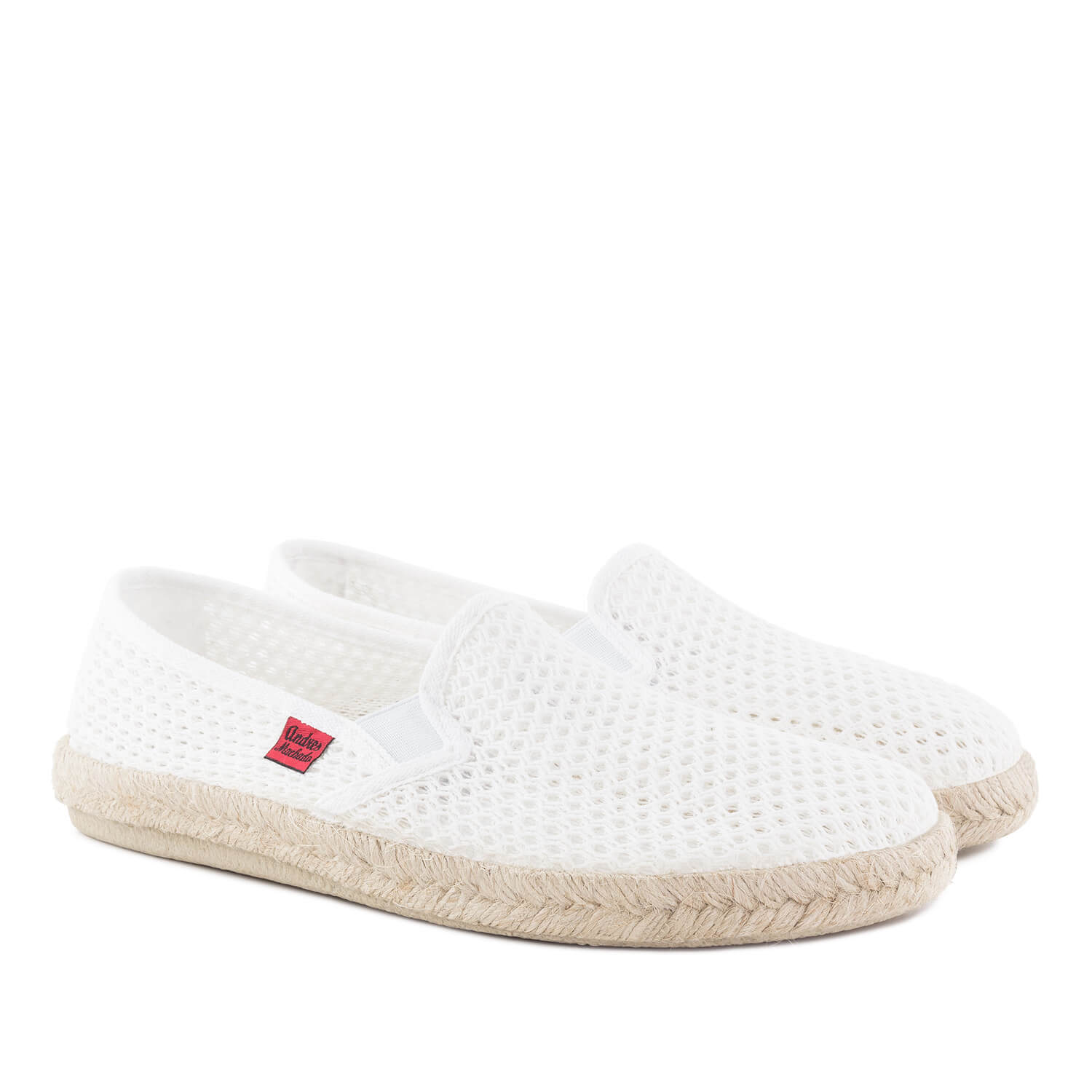 Mythical White Mesh Slip-On Shoes with Rubber and Jute Sole 