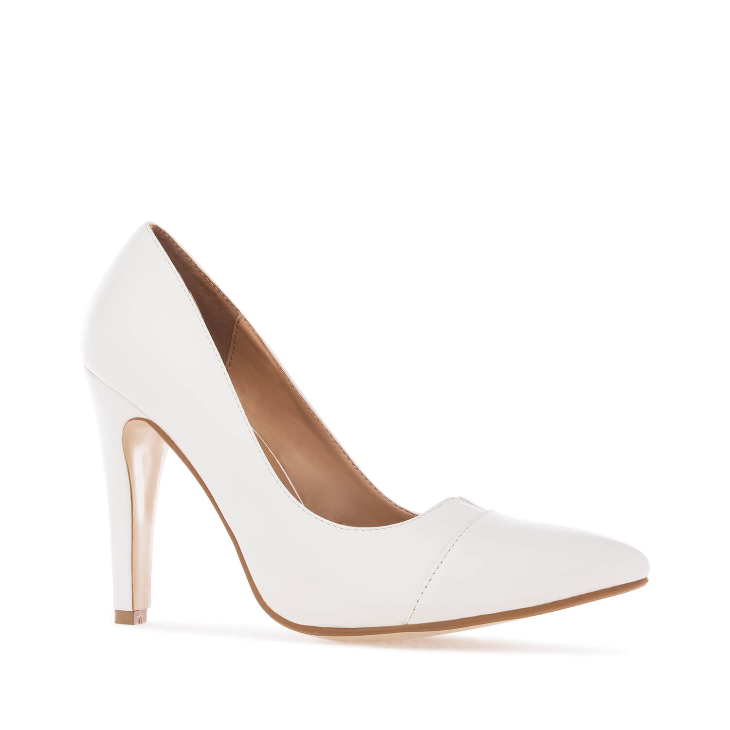 Fine Tip Heeled Shoes in White faux Leather - Brides, Women, Large ...