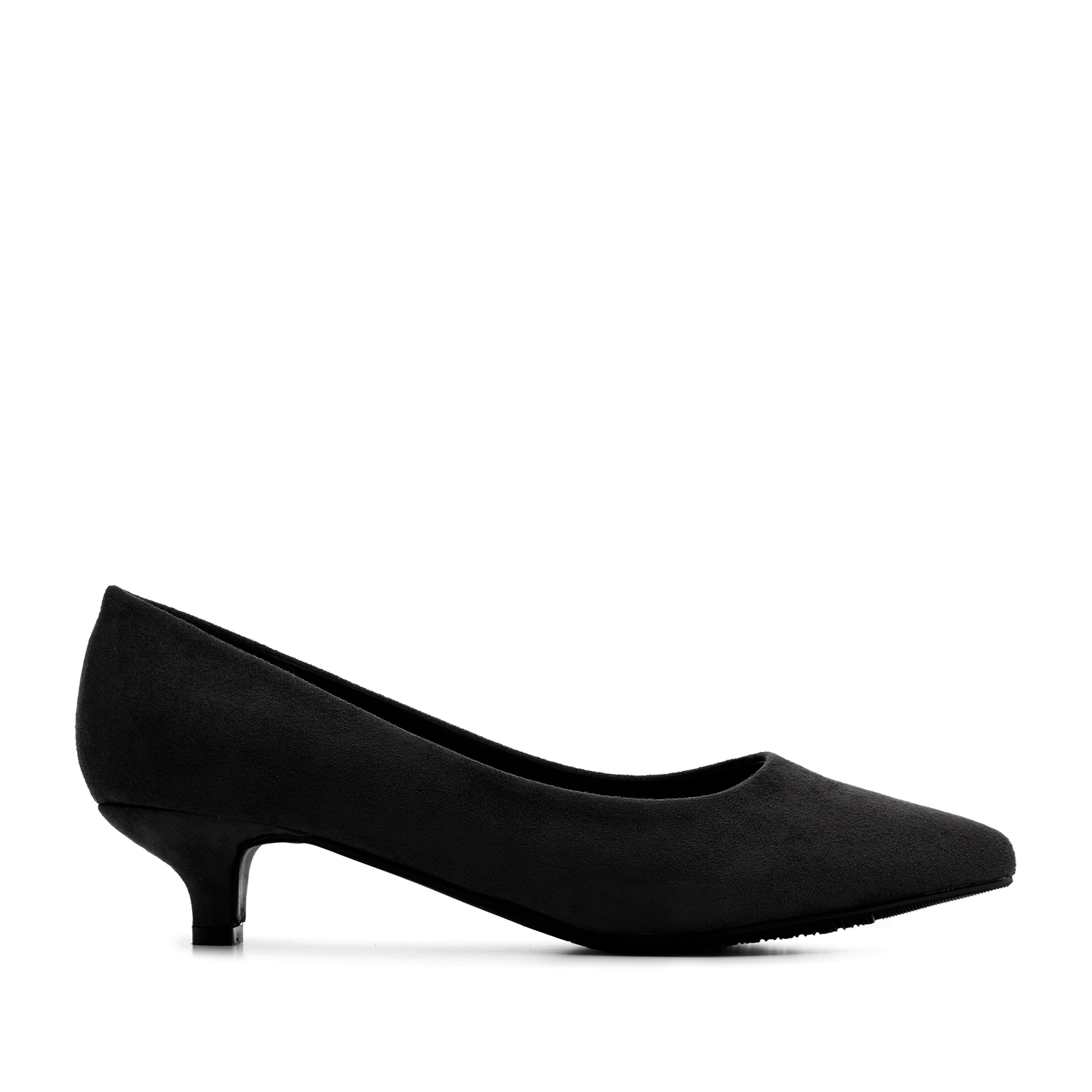 black kitten heel evening shoes