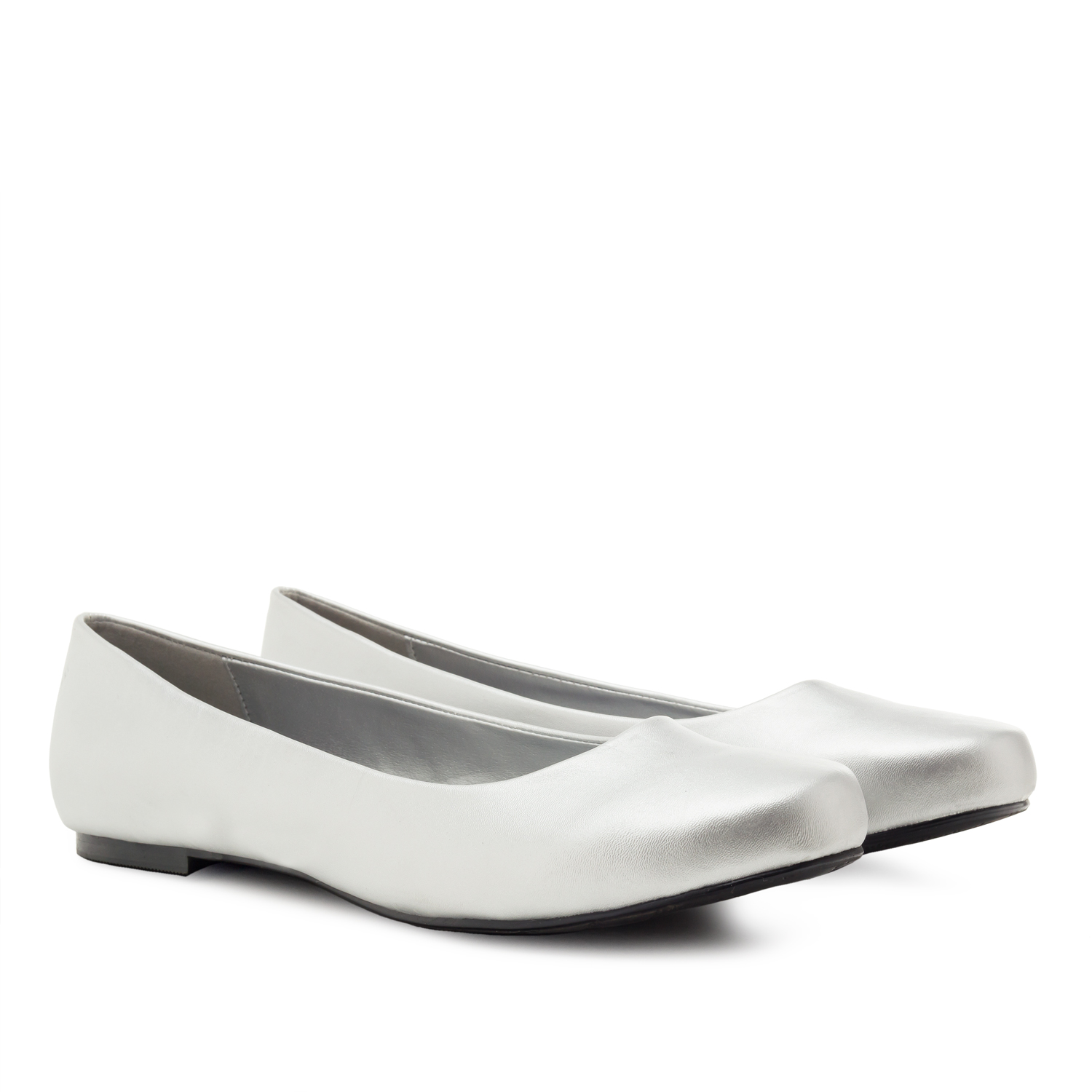 Classic Ballerinas in Silver faux Soft-Leather 