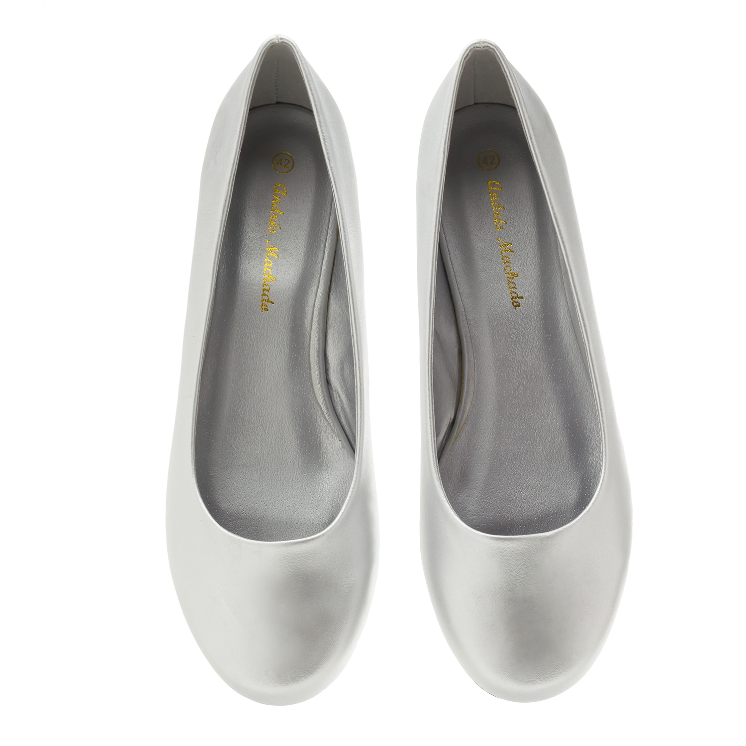 Classic Ballerinas in Silver faux Soft-Leather 