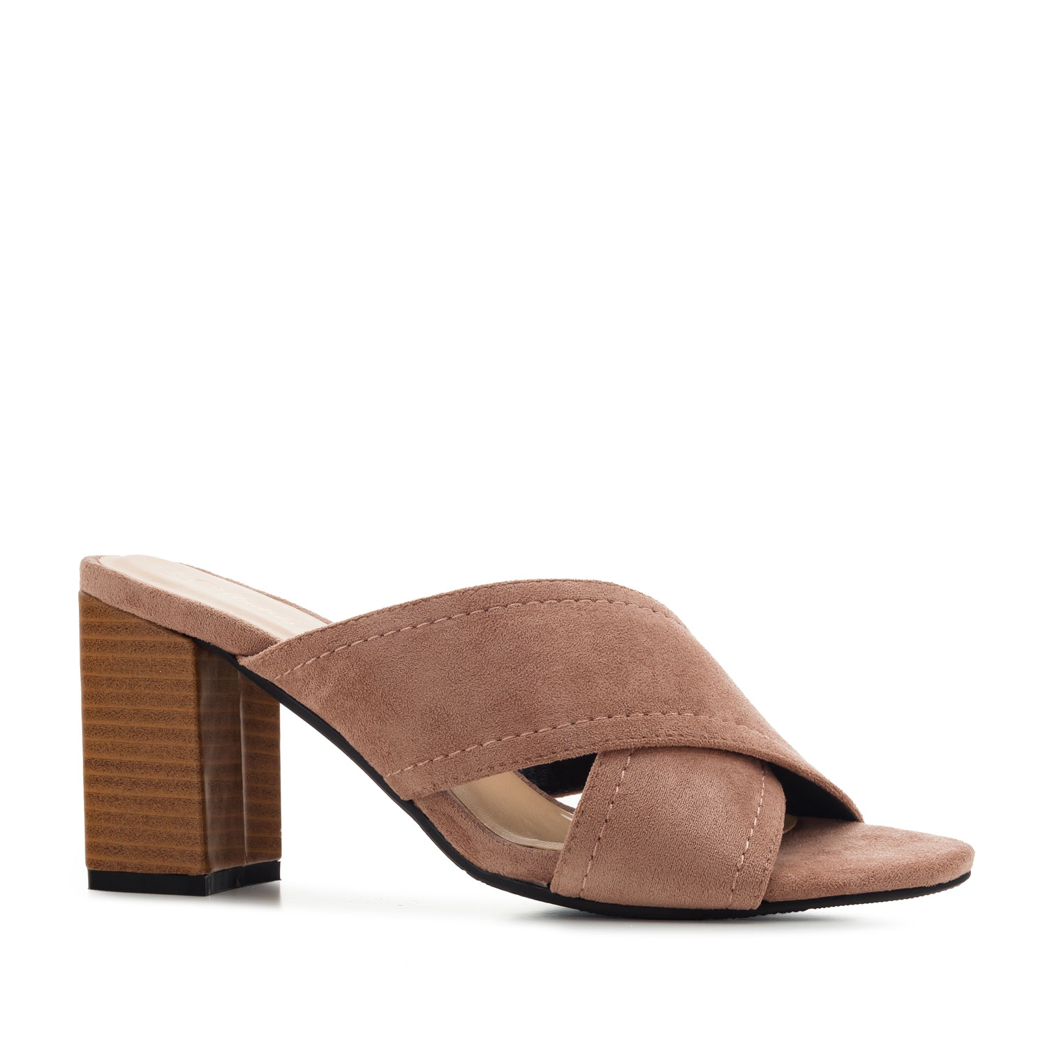 Criss-cross Mules in Nude Suede 