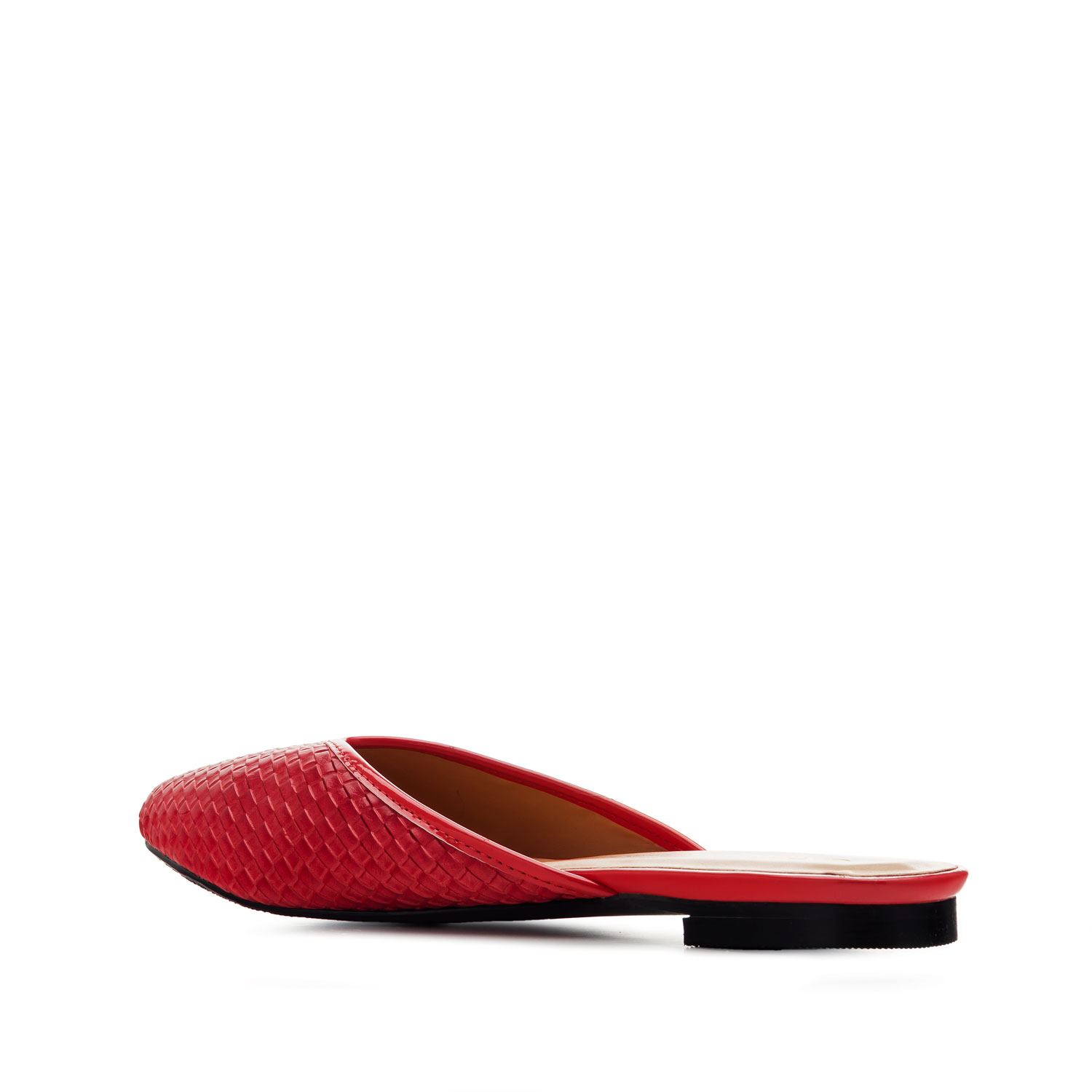 Mules in Red Braided faux Leather 