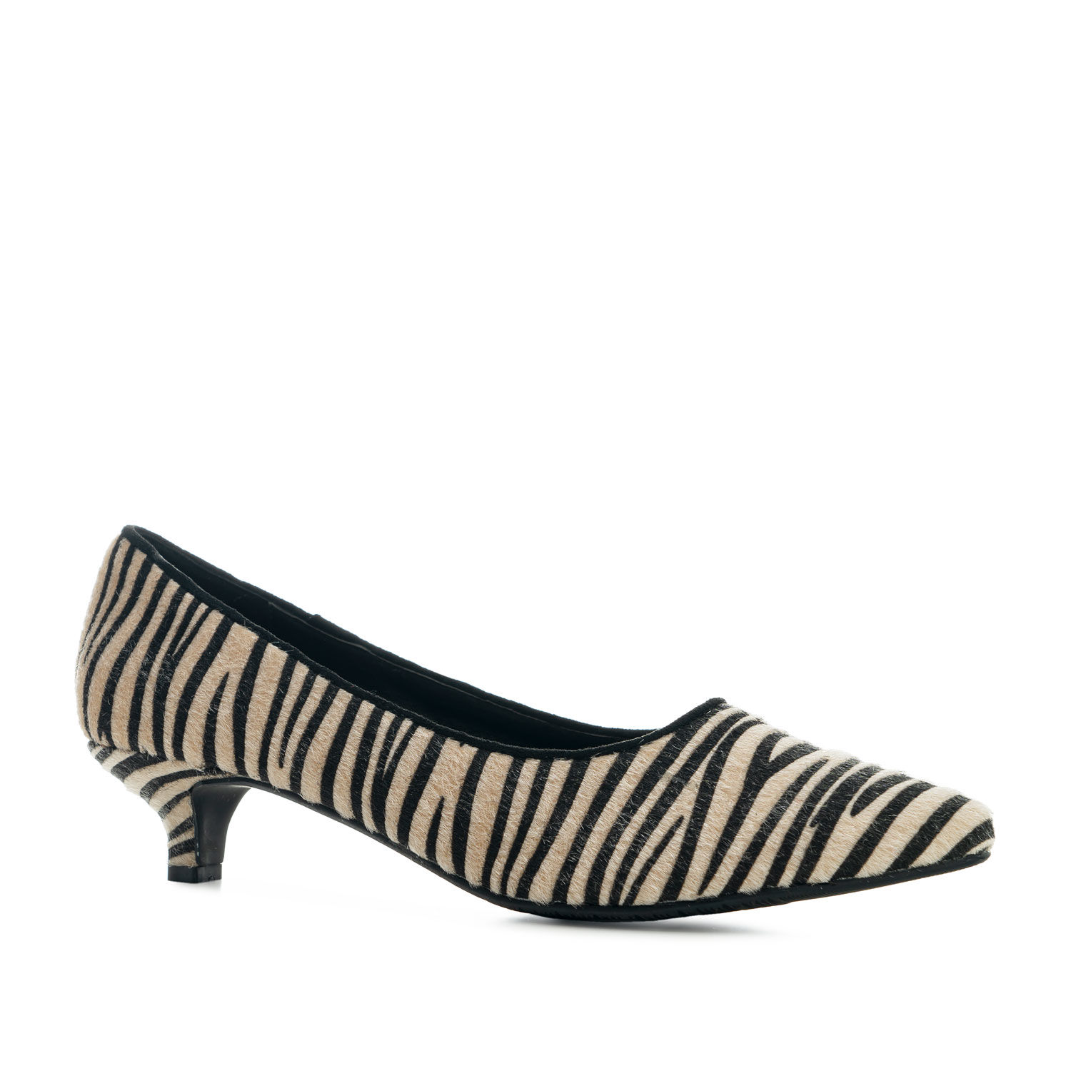 Kitten Heel Shoes in Zebra Fur - New 