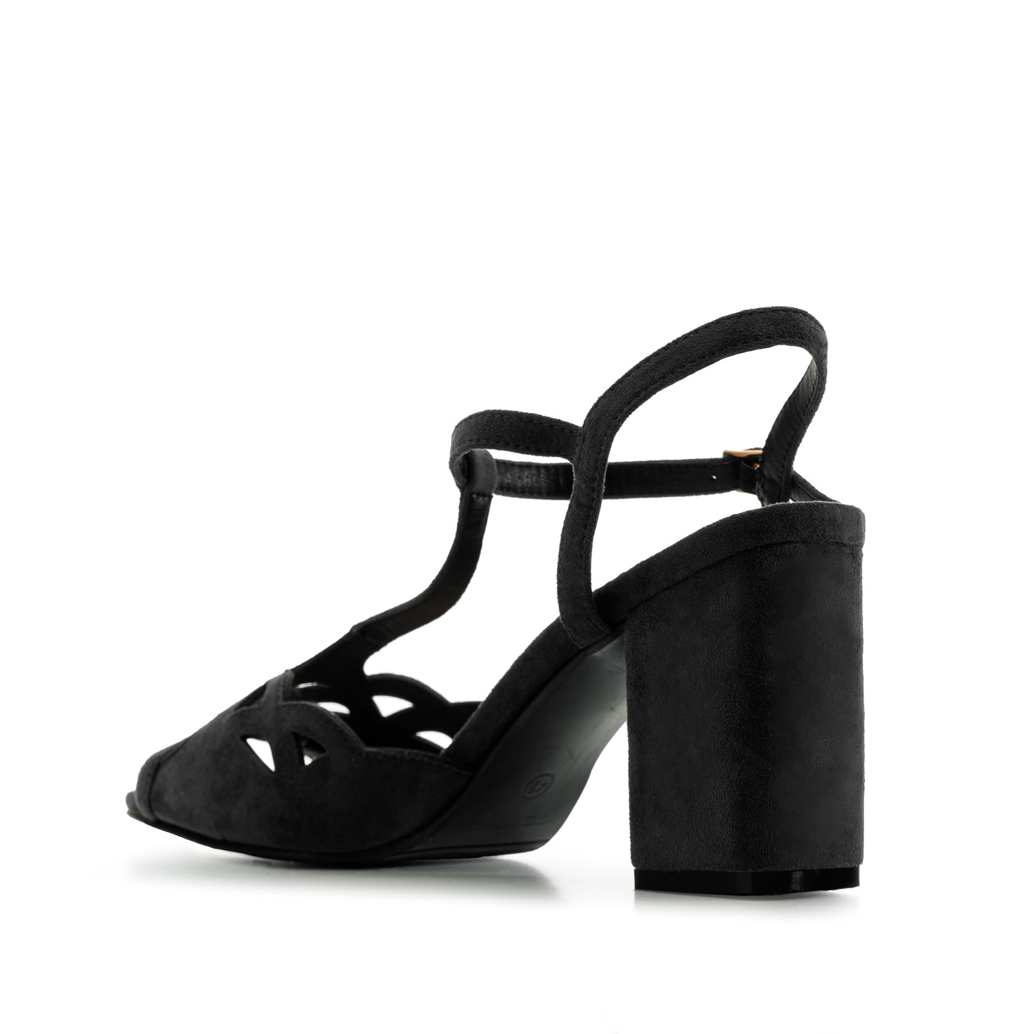 Sandaletten aus schwarzem Velourlederimitat 