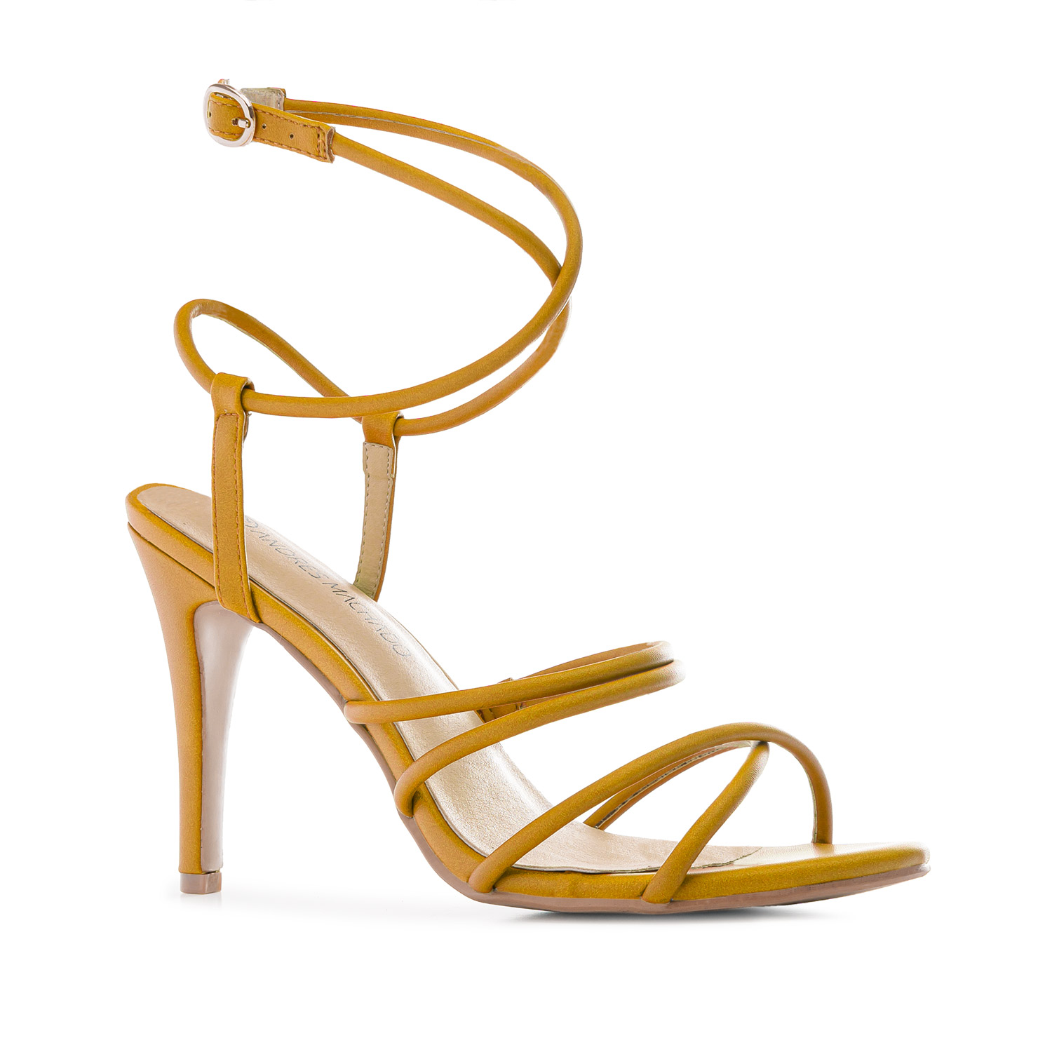Tubular Strips Sandals in Yellow faux Leather 