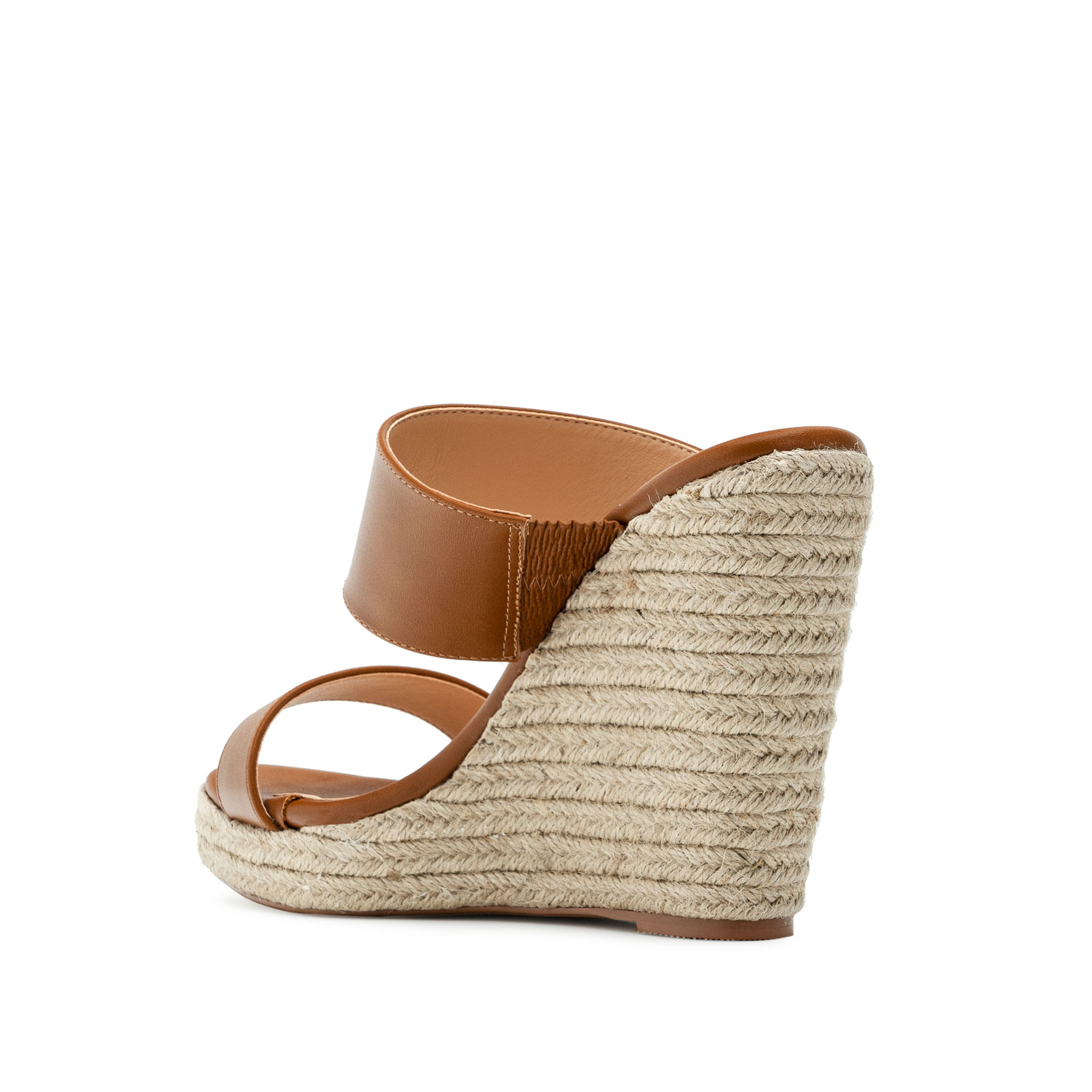 Jute Wedges in Camel-coloured faux Leather 