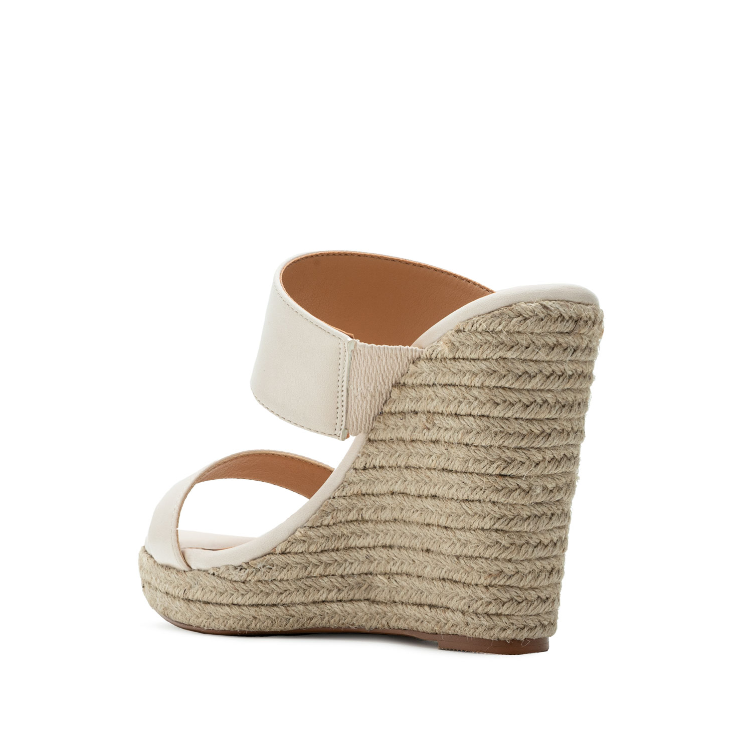 Jute Wedges in Cream-coloured faux Leather 
