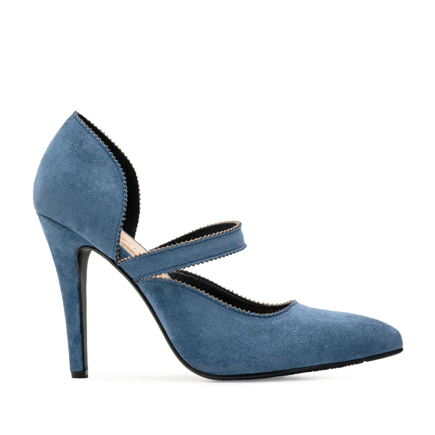 Blue Faux Suedette Mary Jane High Heels 