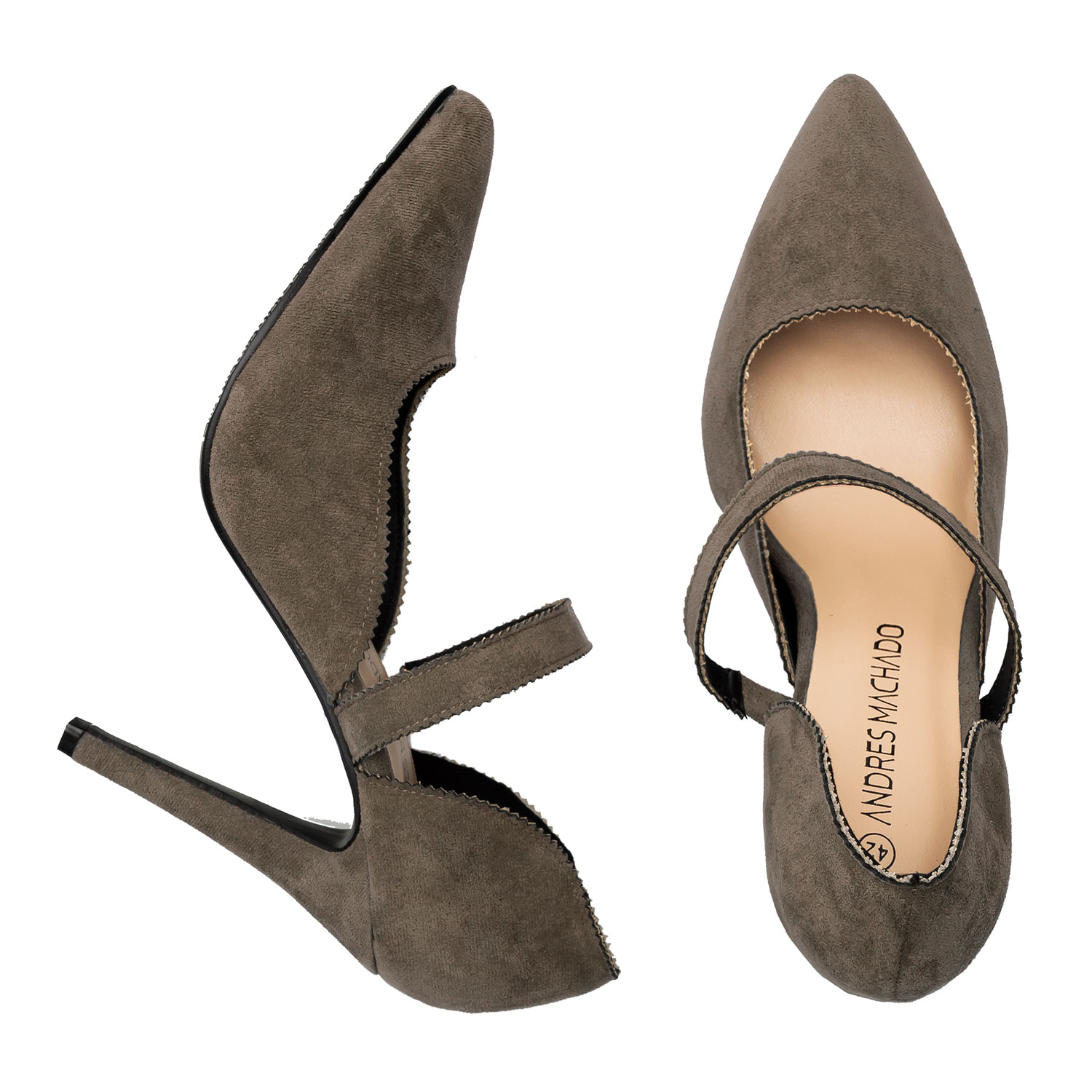 Taupe Faux Suedette Mary Jane High Heels 