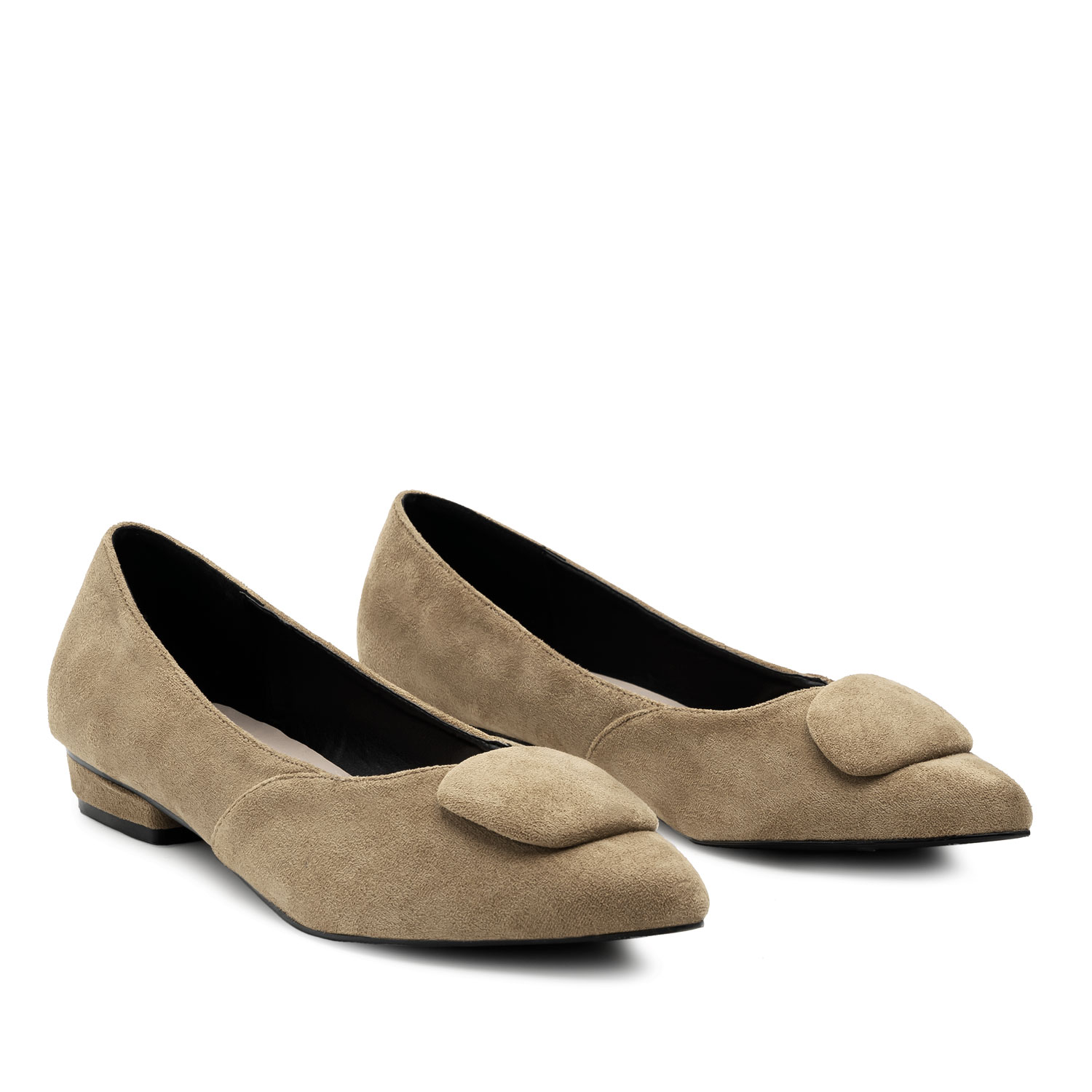Beige Faux Suedette Pointed Flats