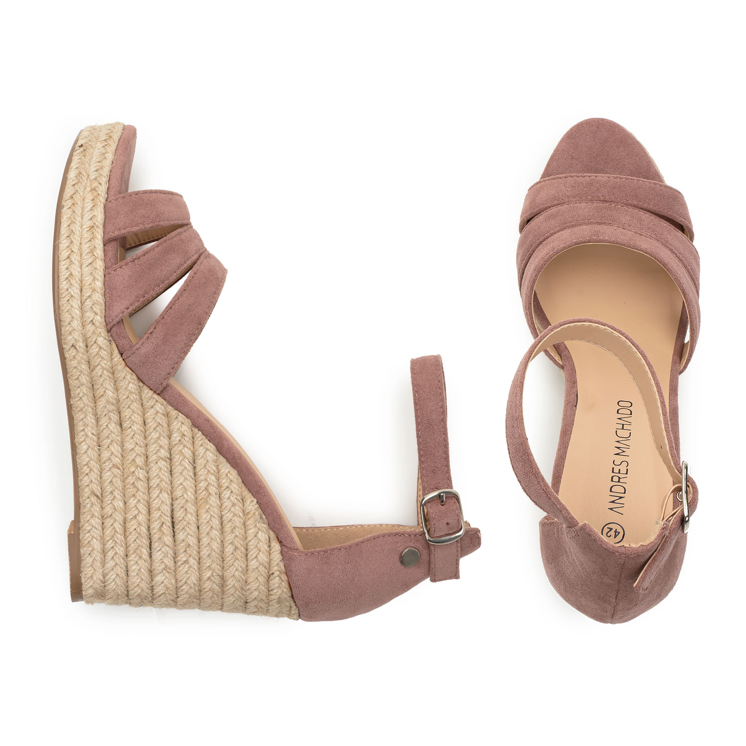Nude Faux Suede Espadrilles with Jute Wedge 