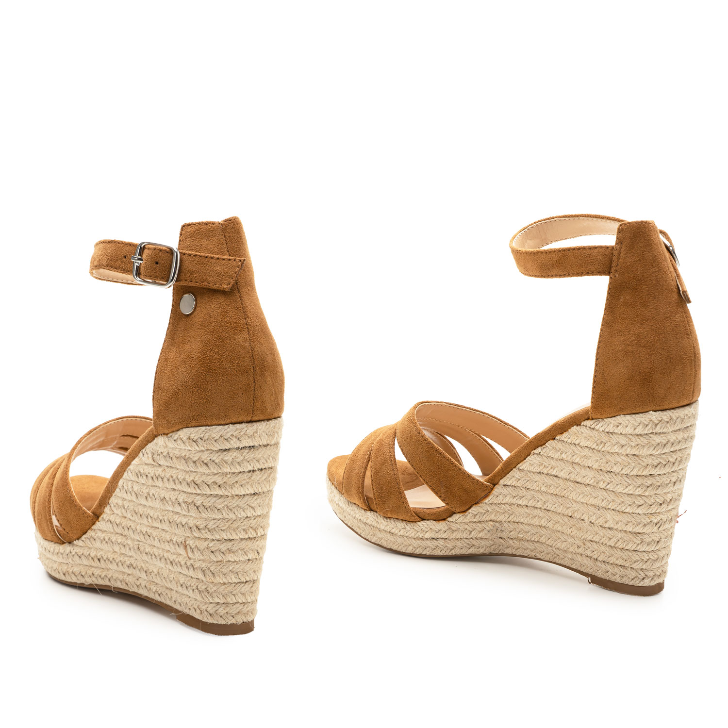 Camel Faux Suede Espadrilles with Jute Wedge 