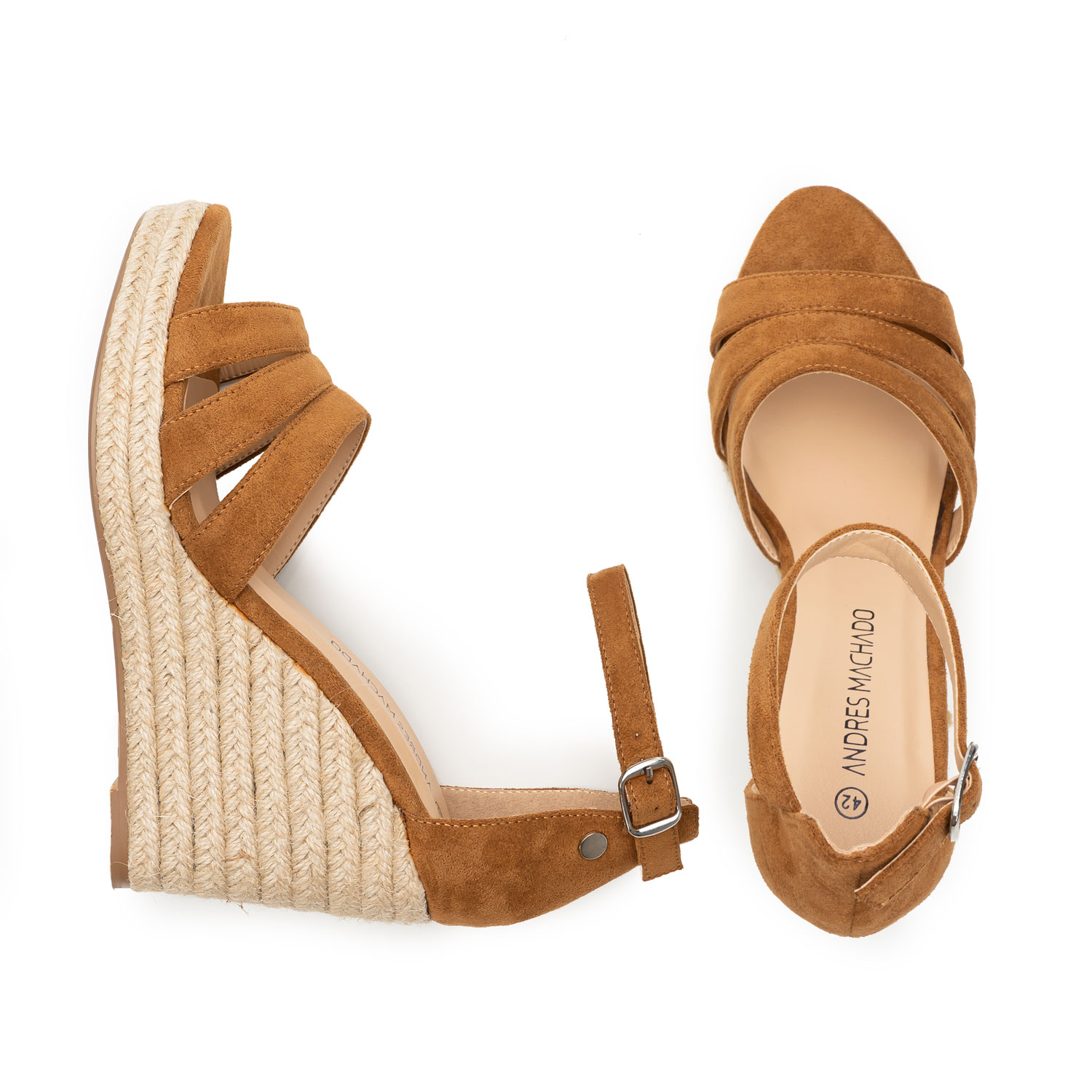 Camel Faux Suede Espadrilles with Jute Wedge 
