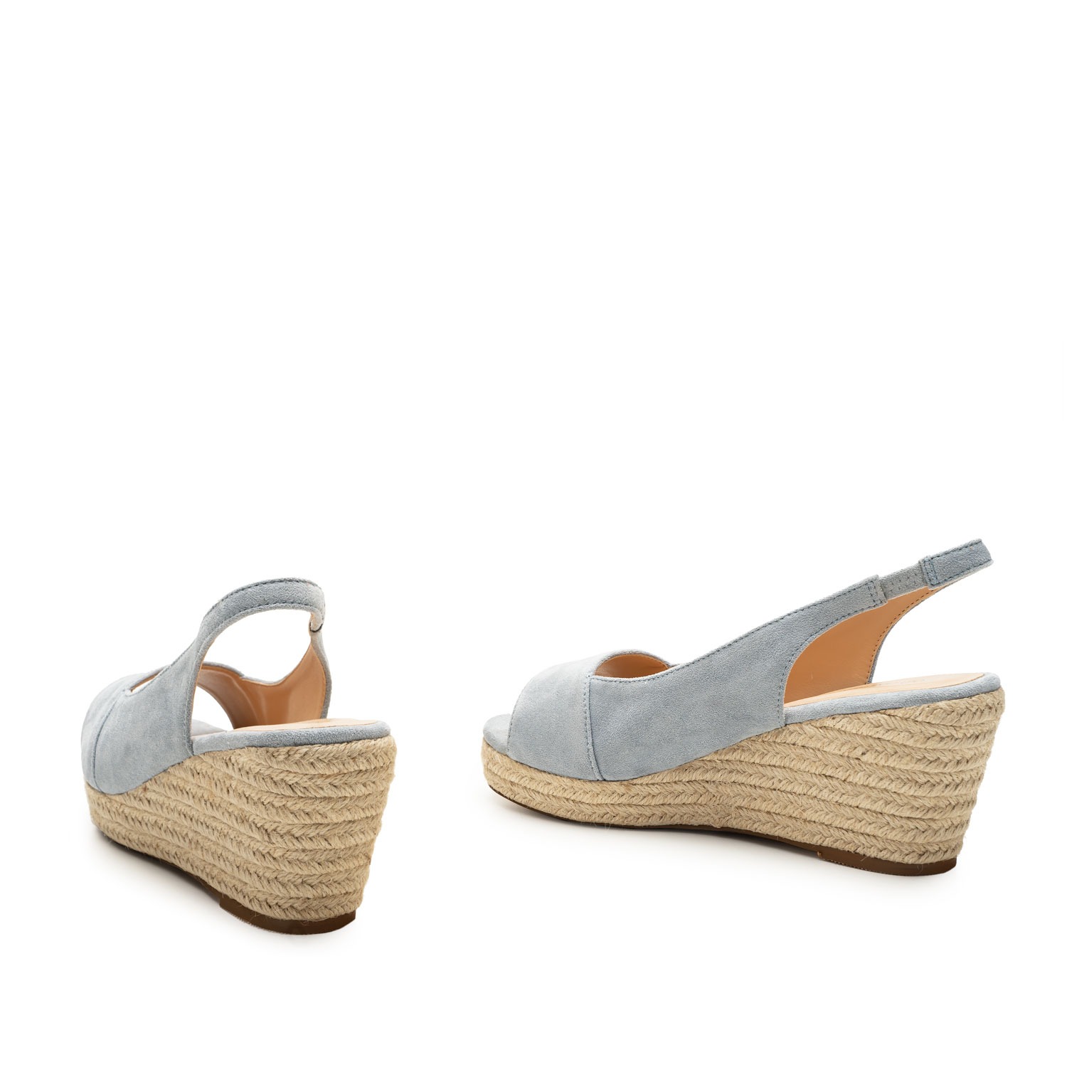 Light Blue Faux Suede Espadrilles with Jute Wedge 