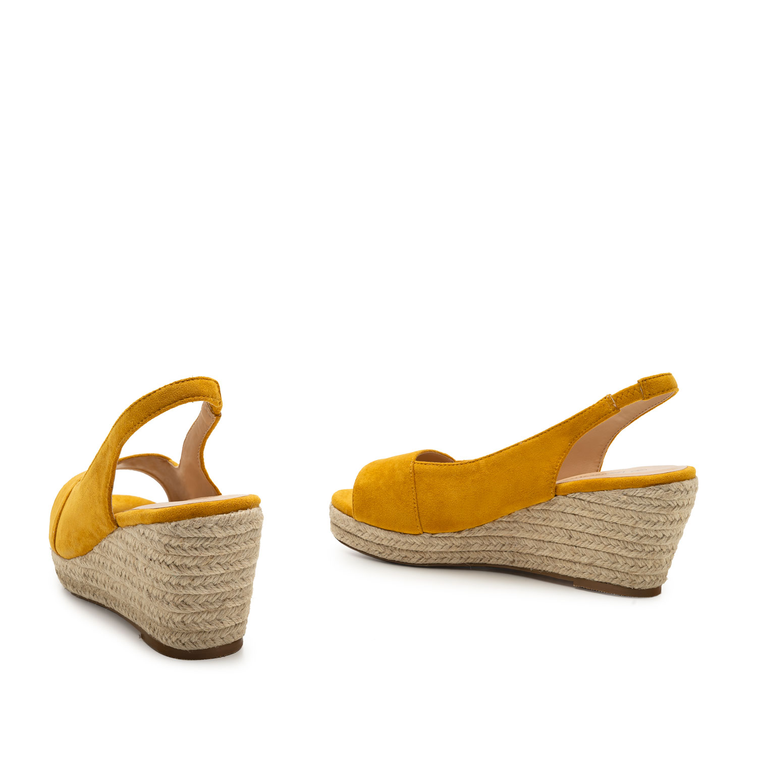 Sandalen mit Keilabsatz aus gelbem Velourlederimitat 
