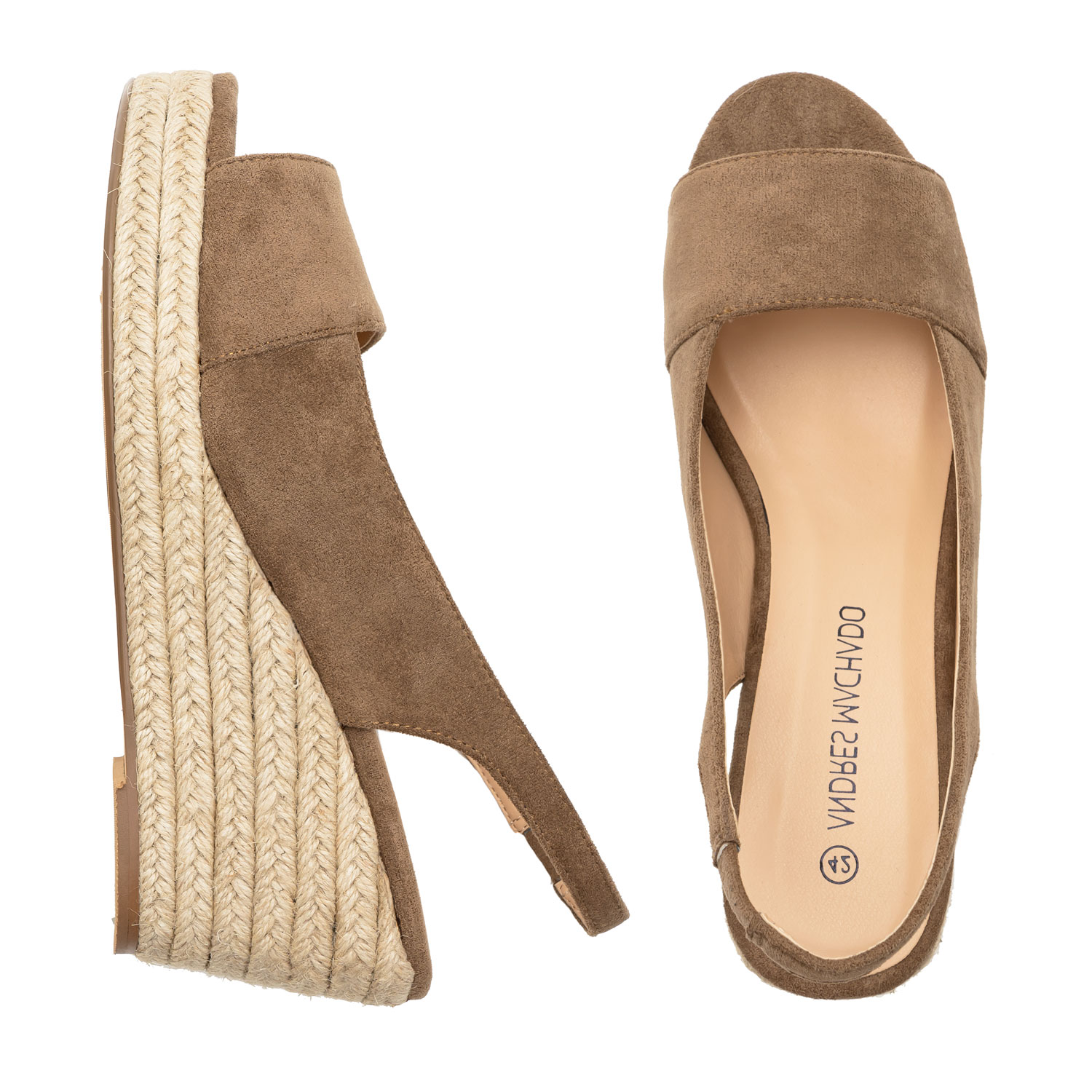 Light Brown Faux Suede Espadrilles with Jute Wedge 