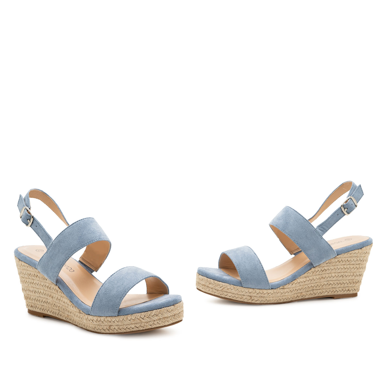 Light Blue Faux Suede Espadrille with Jute Wedge 