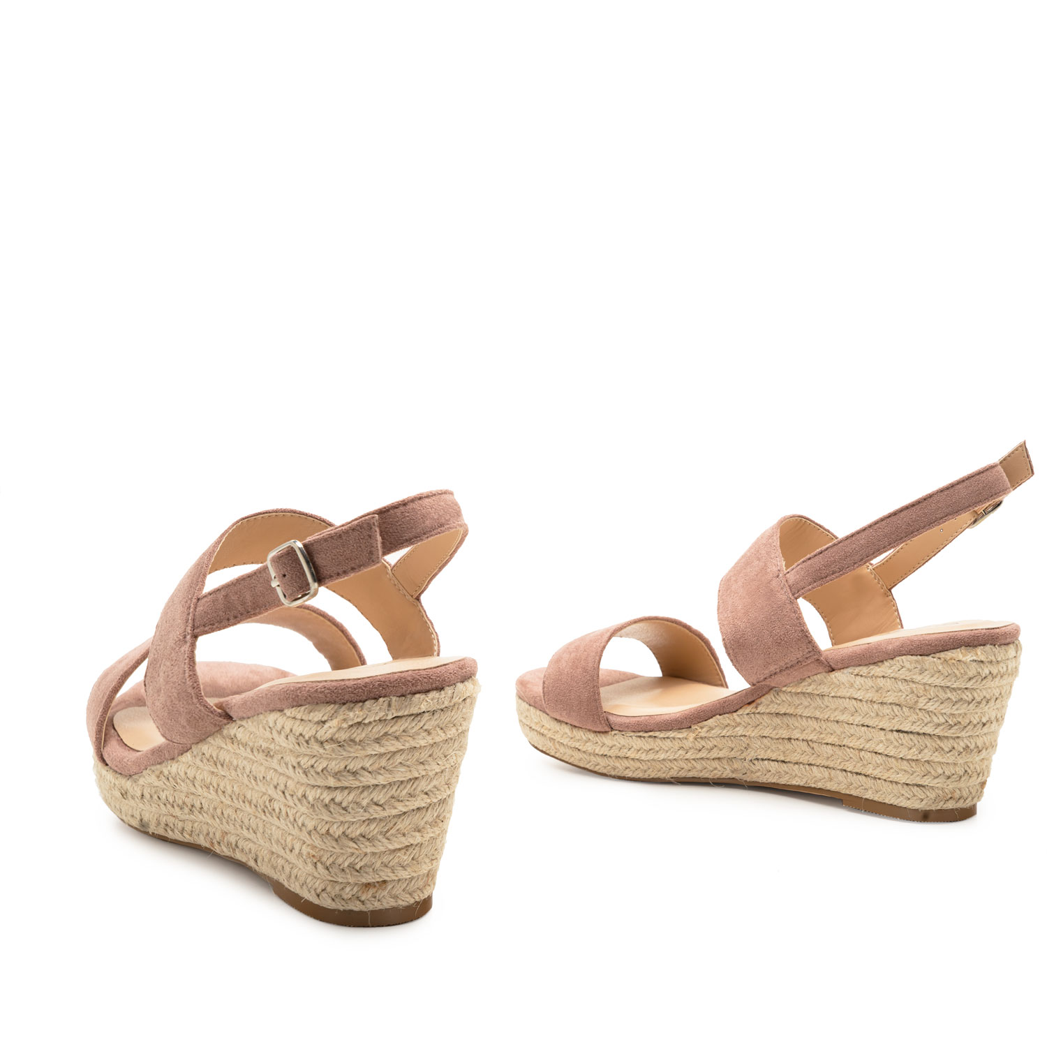 Nude Faux Suede Espadrille with Jute Wedge 