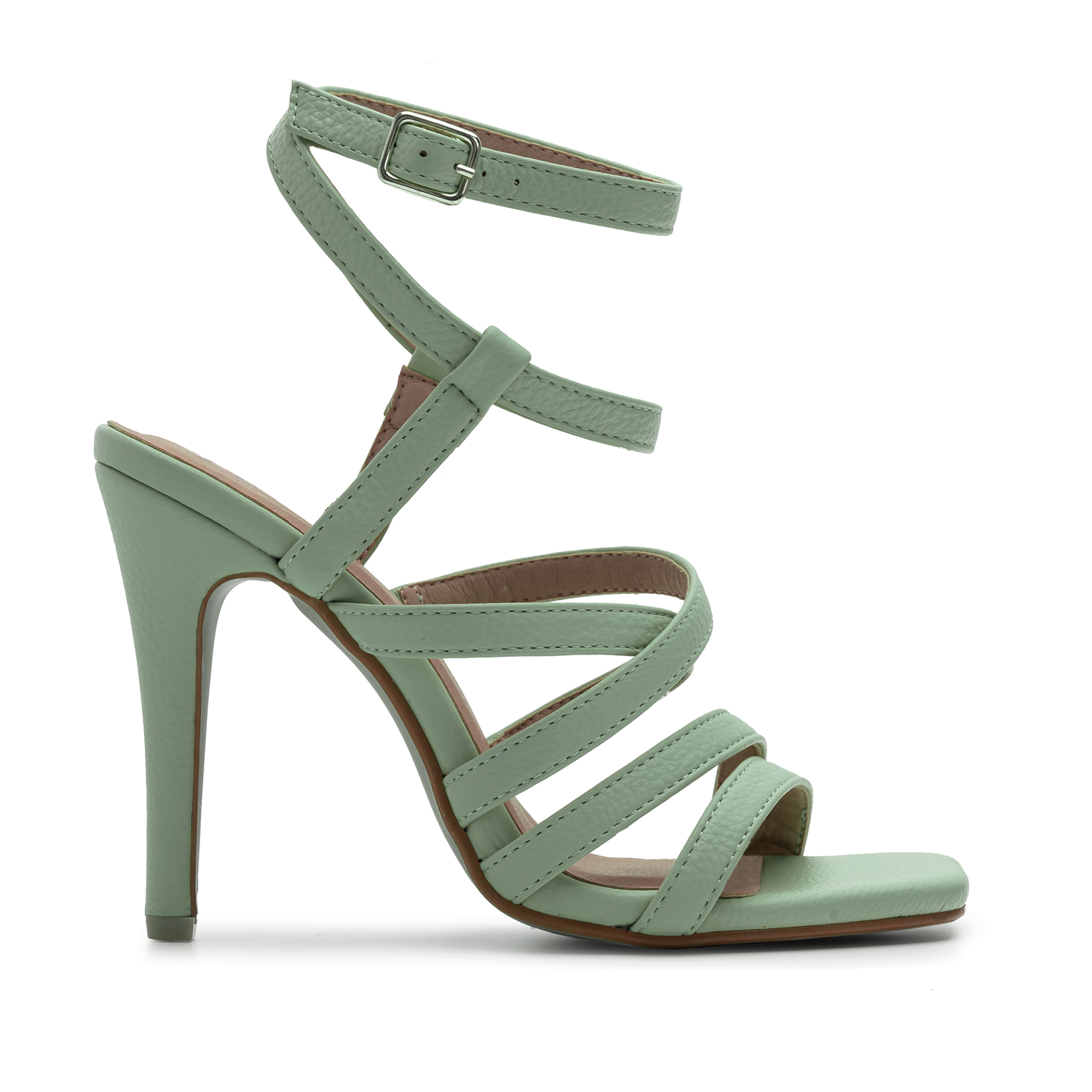Mint Faux Leather Strappy Sandals 